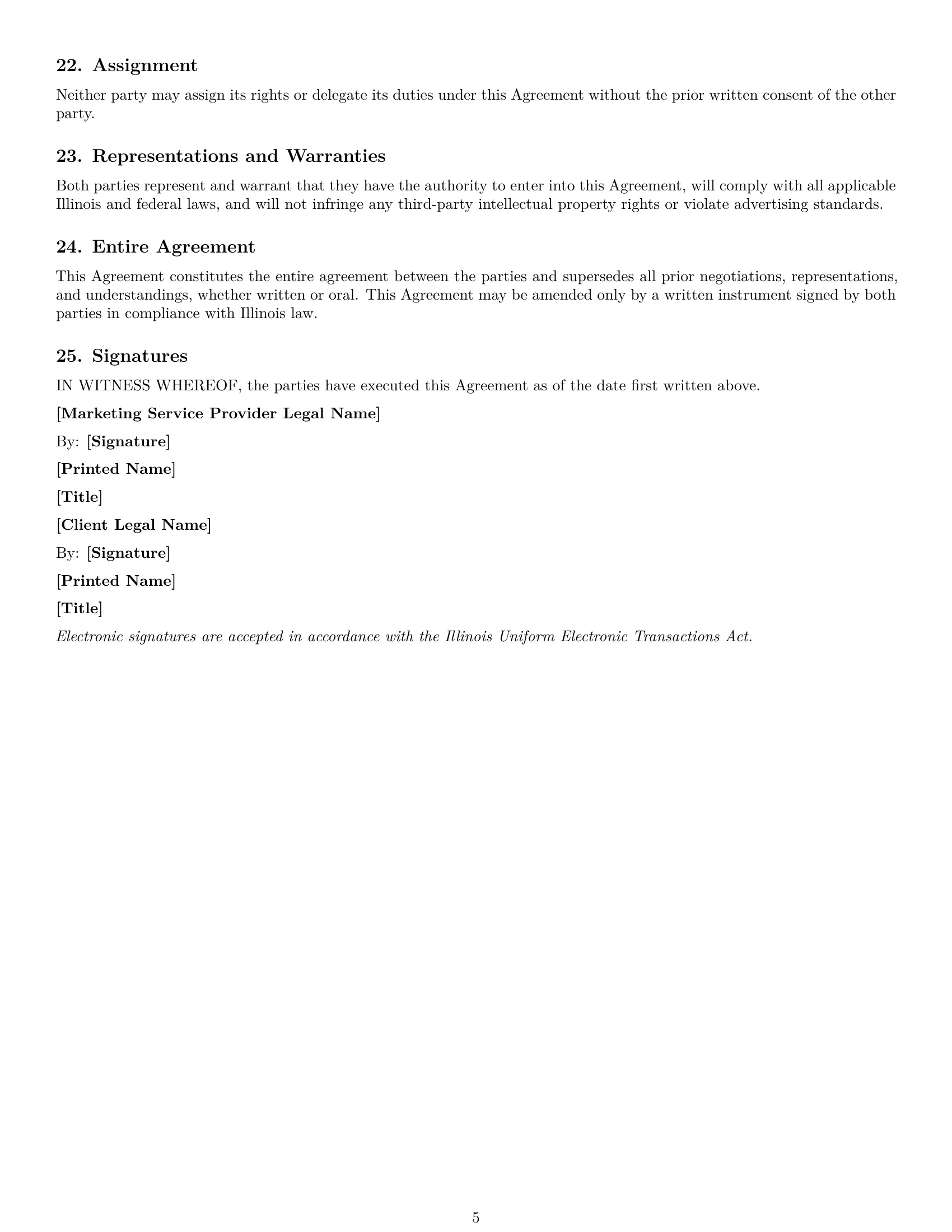 Preview page 5 of Free Illinois marketing service contract template