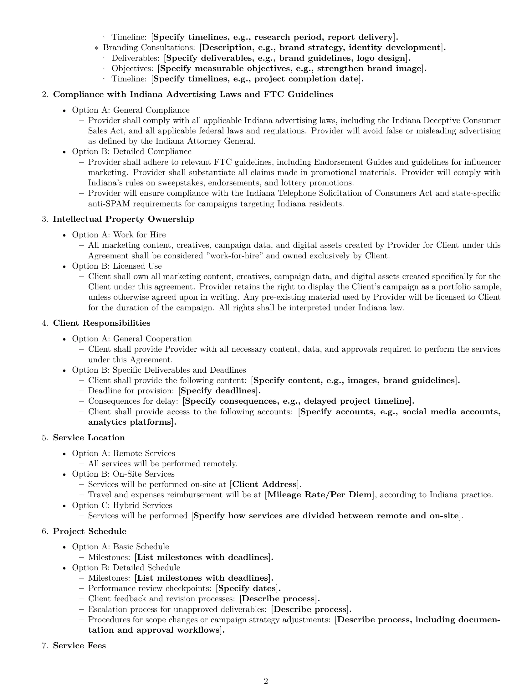 Preview page 2 of Free Indiana marketing service contract template