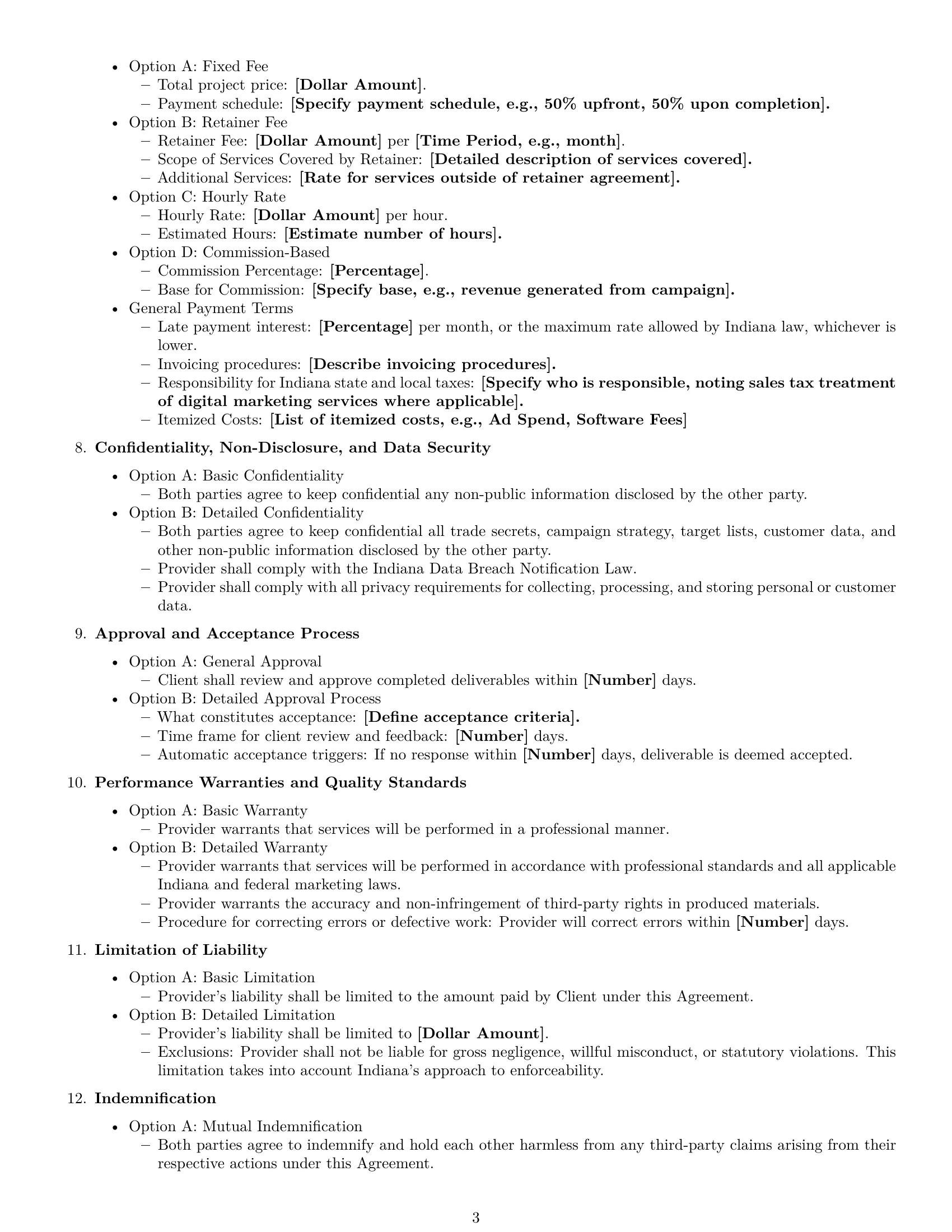 Preview page 3 of Free Indiana marketing service contract template