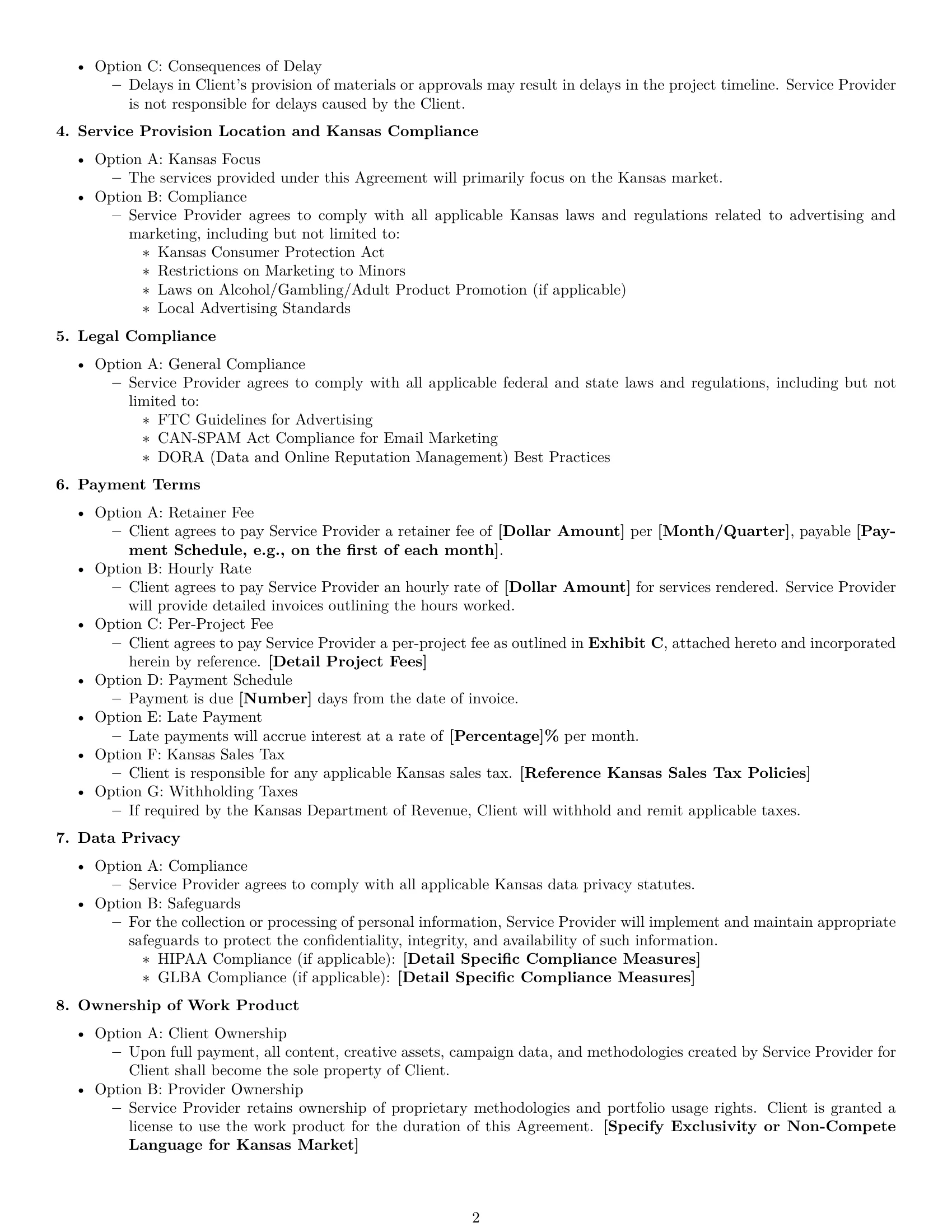 Preview page 2 of Free Kansas marketing service contract template