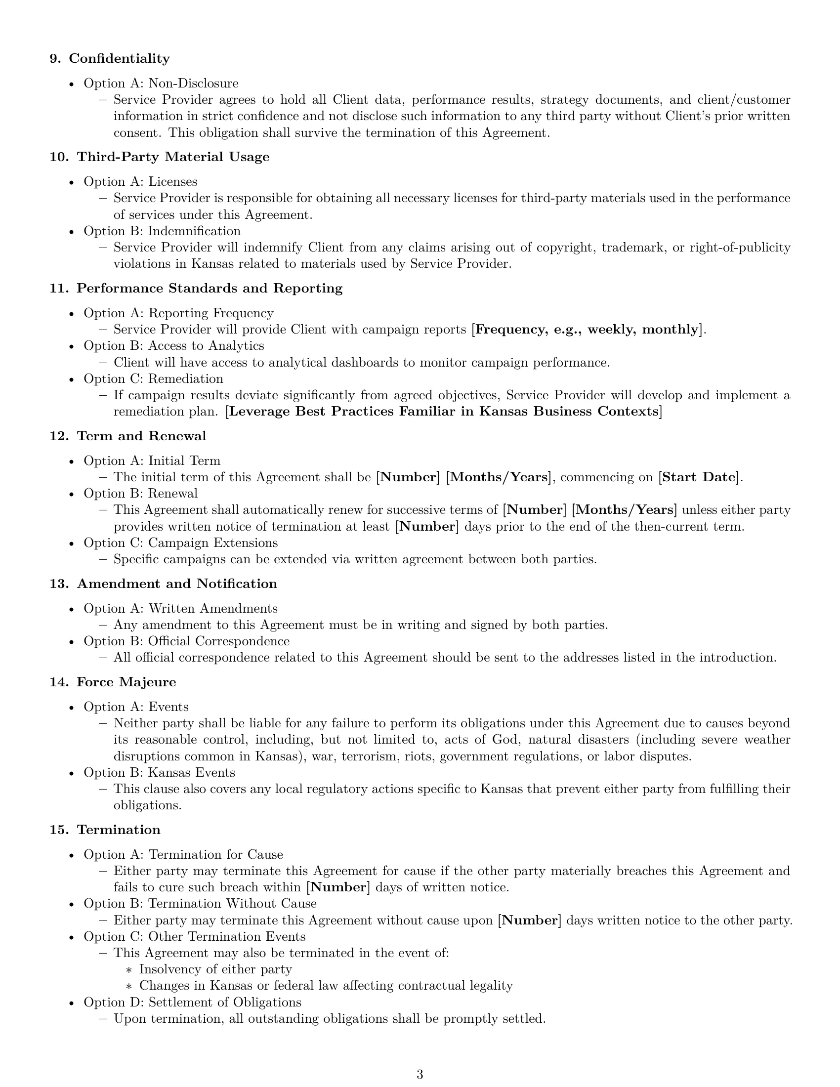Preview page 3 of Free Kansas marketing service contract template