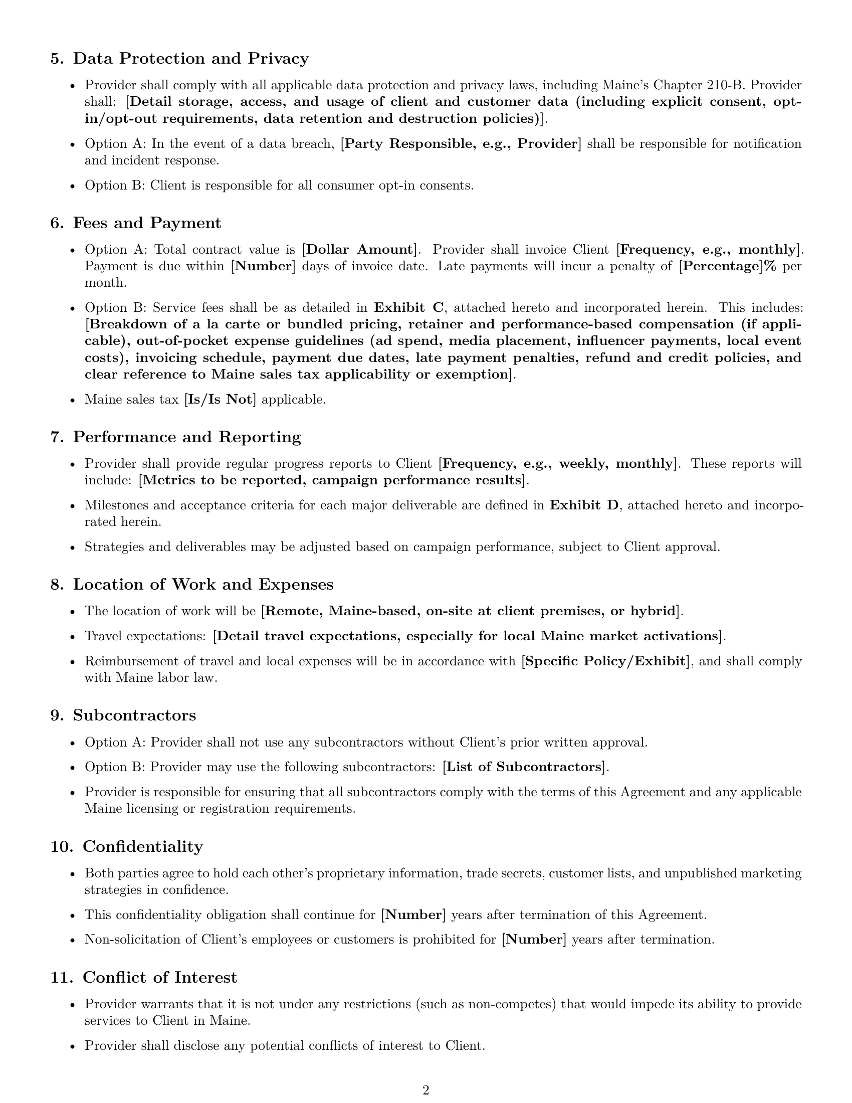 Preview page 2 of Free Maine marketing service contract template