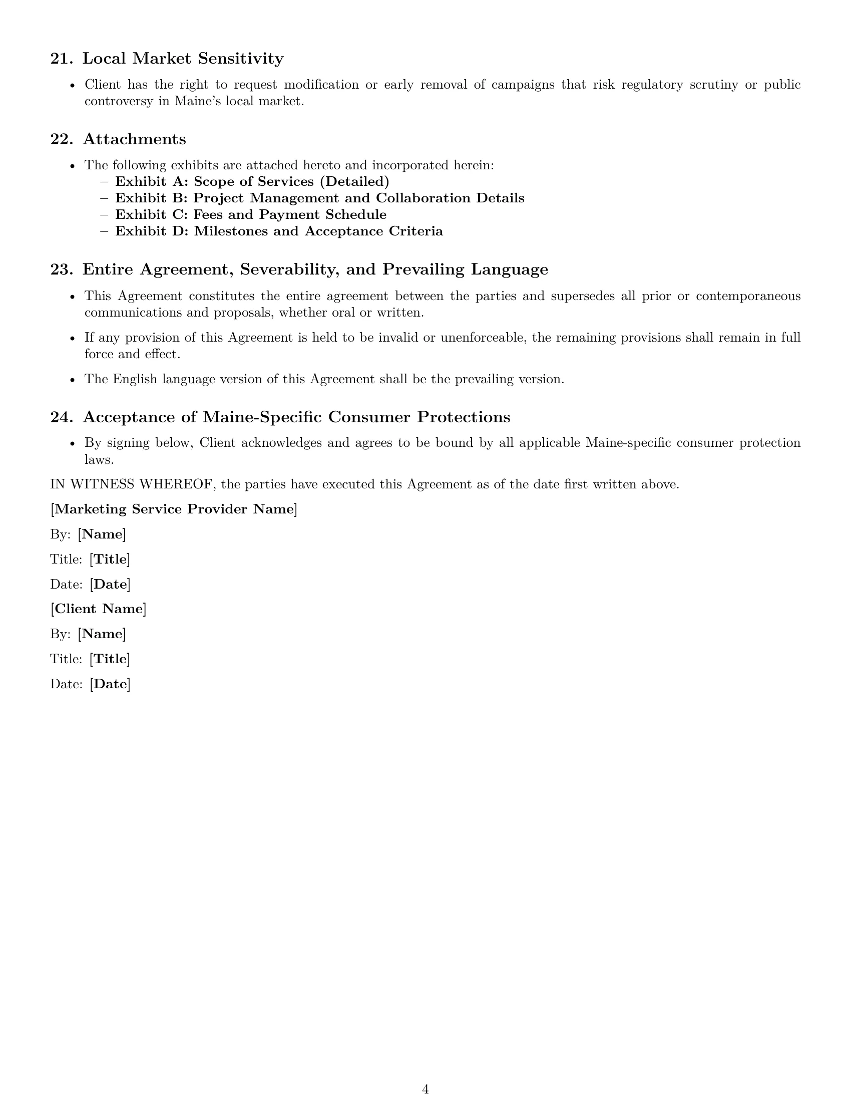 Preview page 4 of Free Maine marketing service contract template