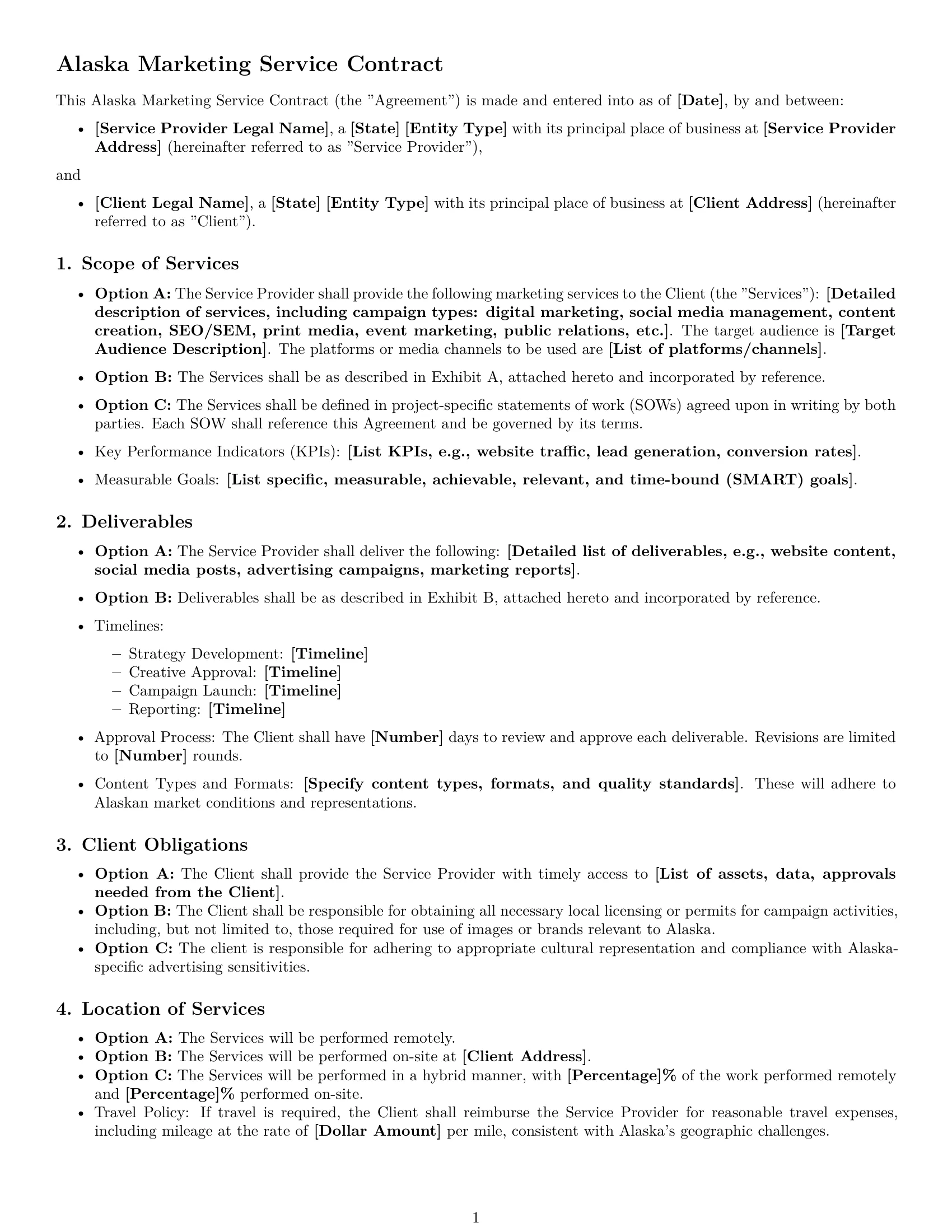 Preview page 1 of Free Alaska marketing service contract template