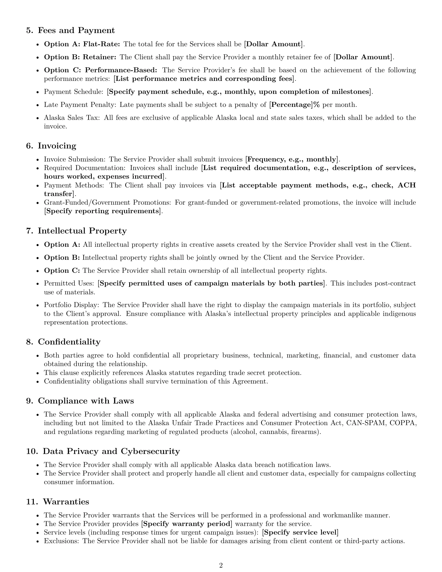 Preview page 2 of Free Alaska marketing service contract template