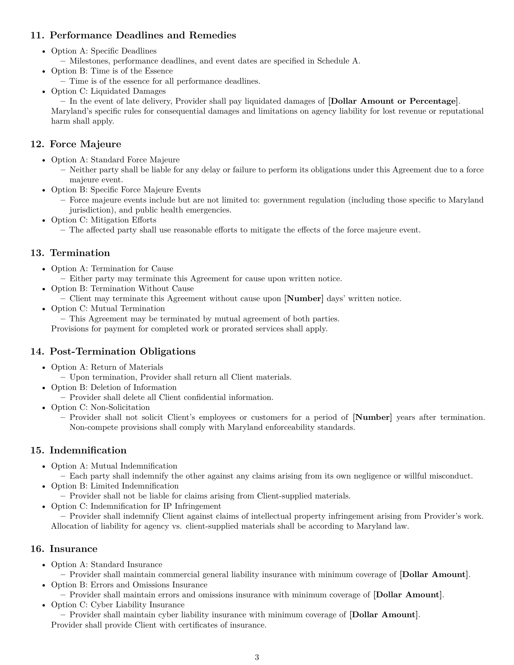 Preview page 3 of Free Maryland marketing service contract template