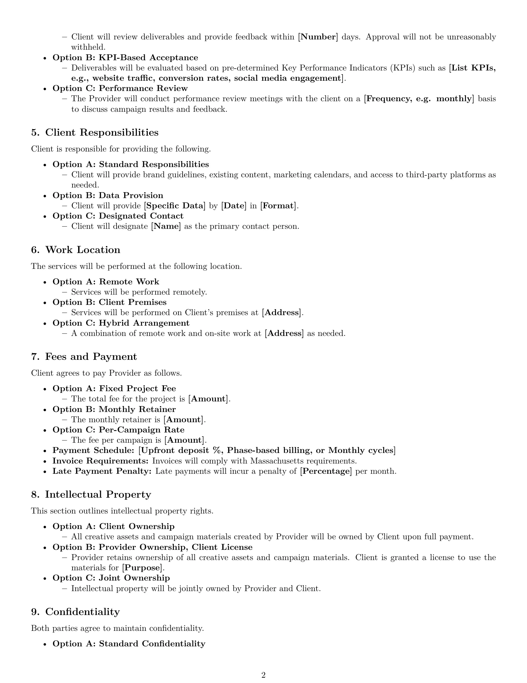 Preview page 2 of Free Massachusetts marketing service contract template
