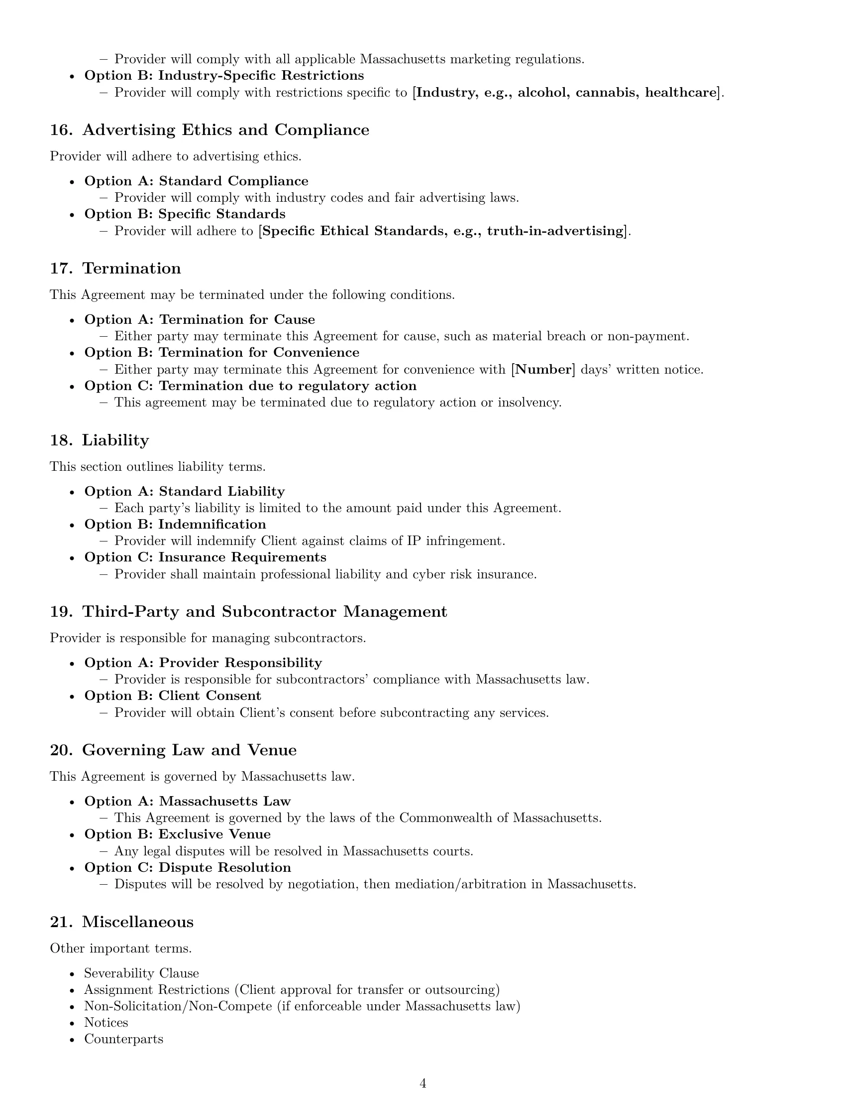 Preview page 4 of Free Massachusetts marketing service contract template
