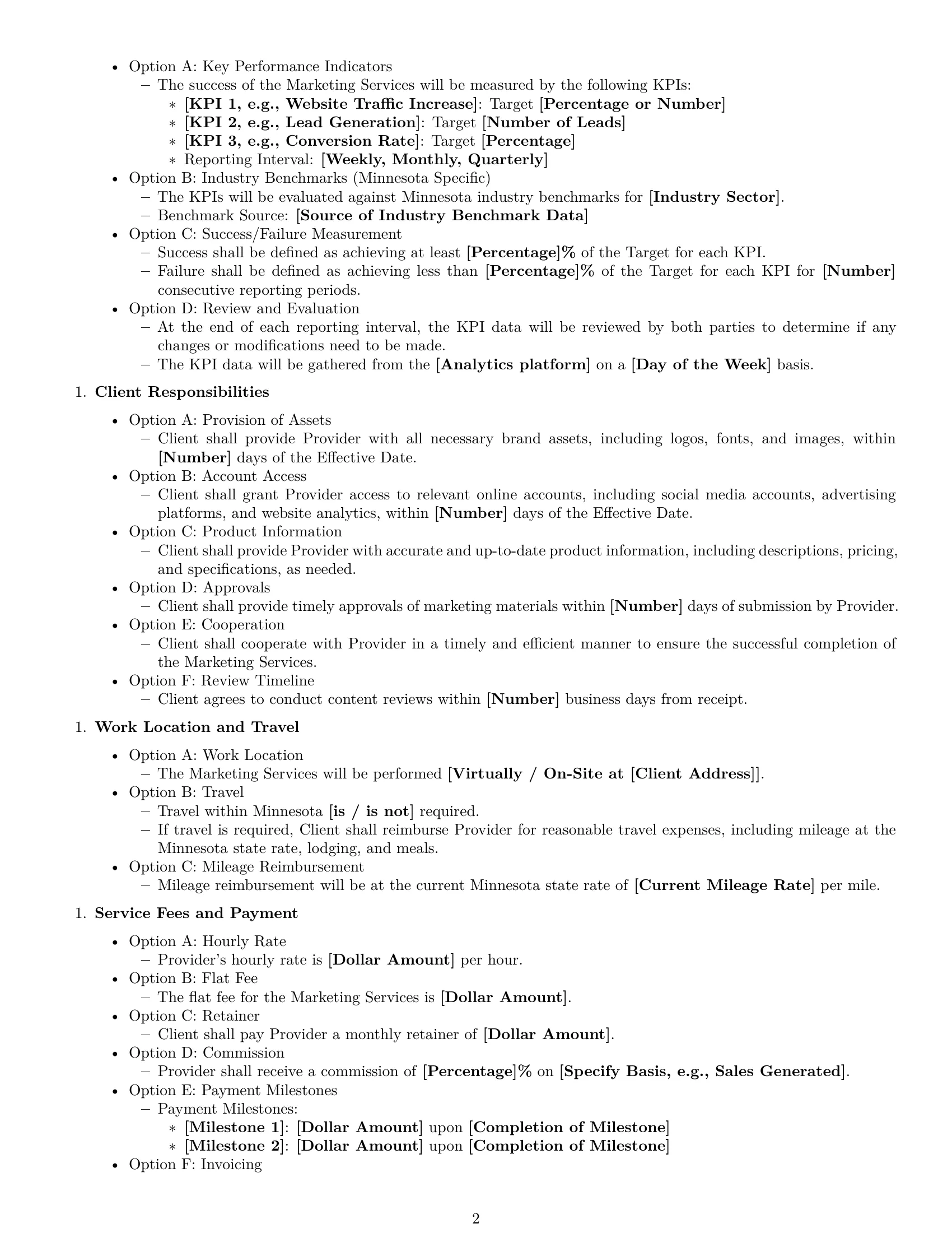 Preview page 2 of Free Minnesota marketing service contract template