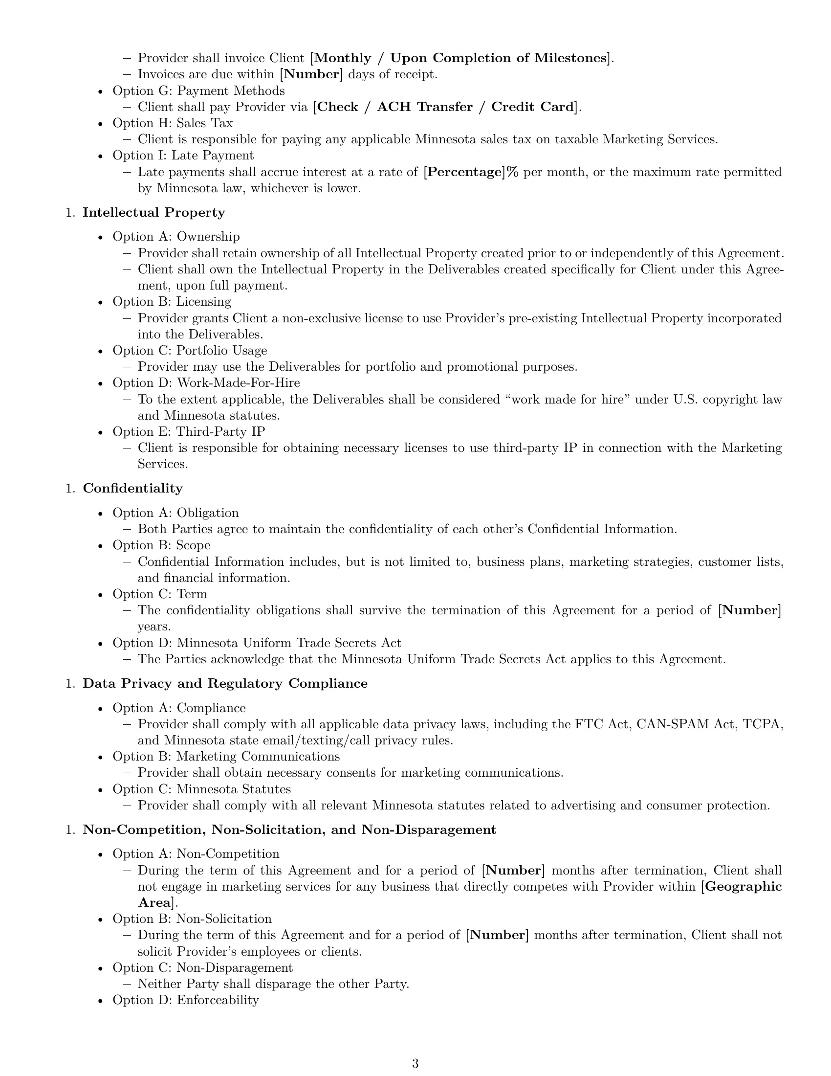 Preview page 3 of Free Minnesota marketing service contract template