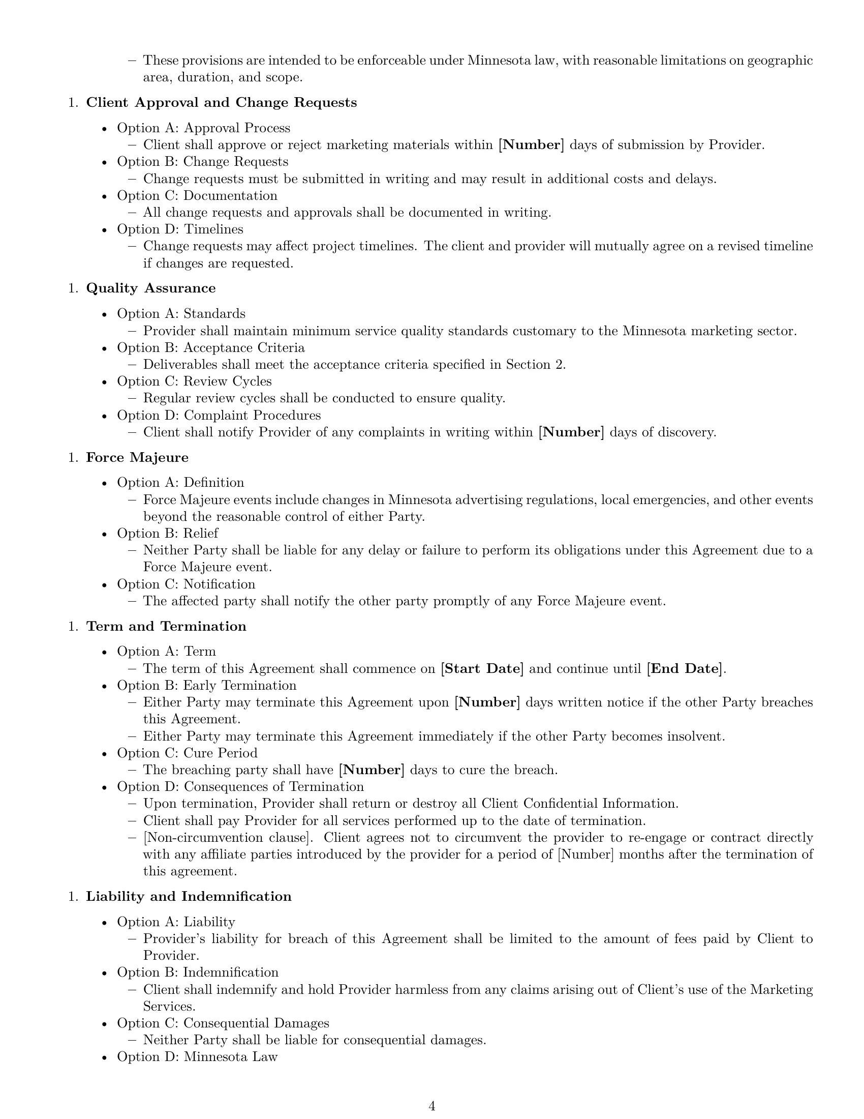 Preview page 4 of Free Minnesota marketing service contract template