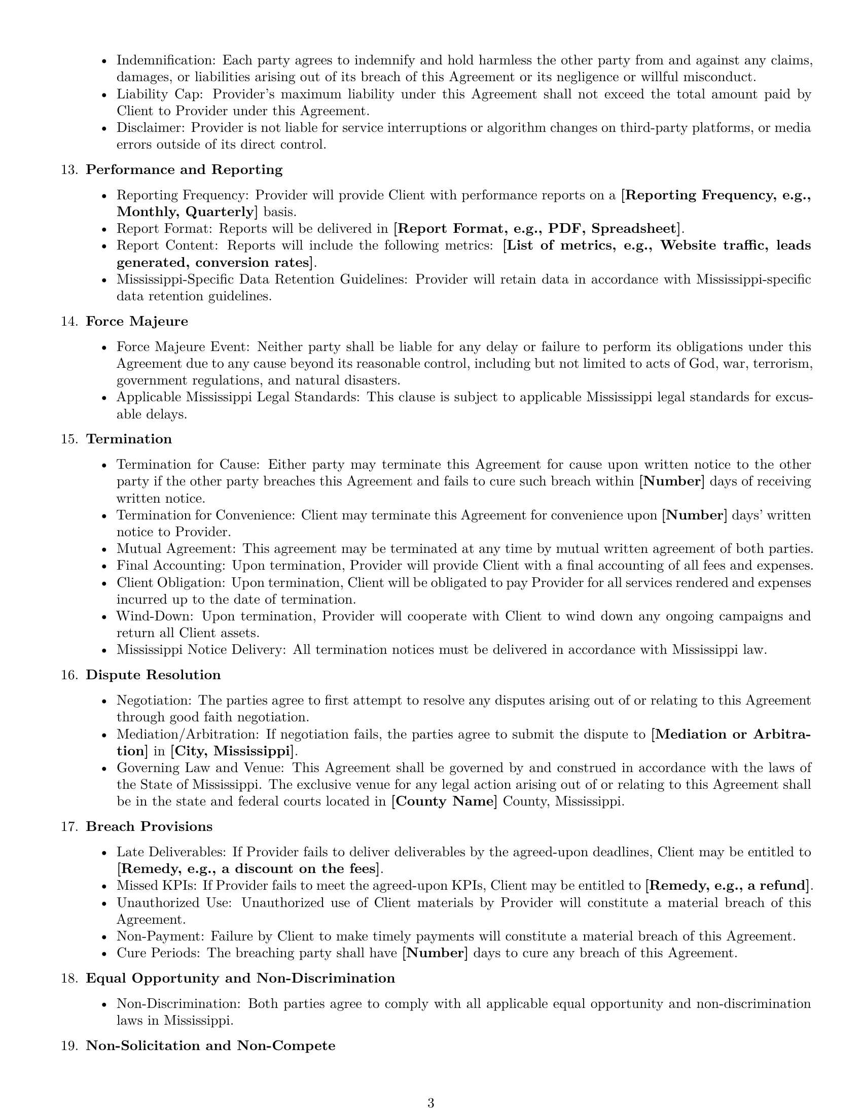 Preview page 3 of Free Mississippi marketing service contract template