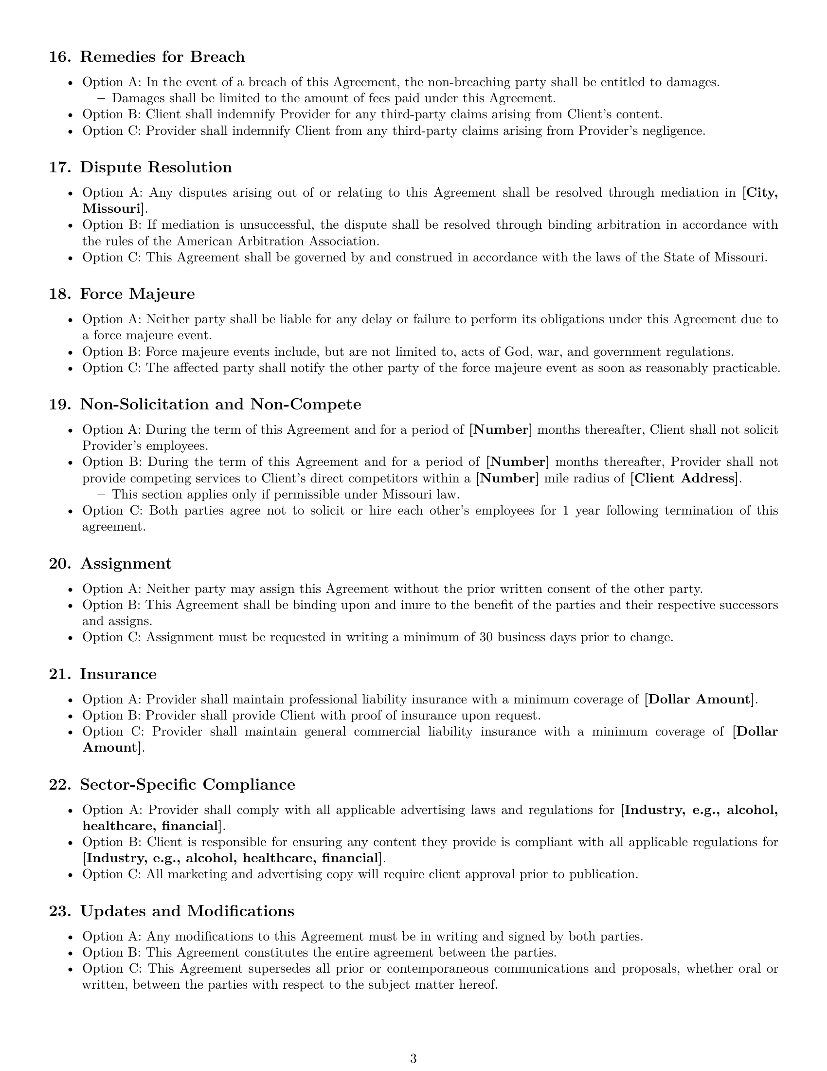 Preview page 3 of Free Missouri marketing service contract template