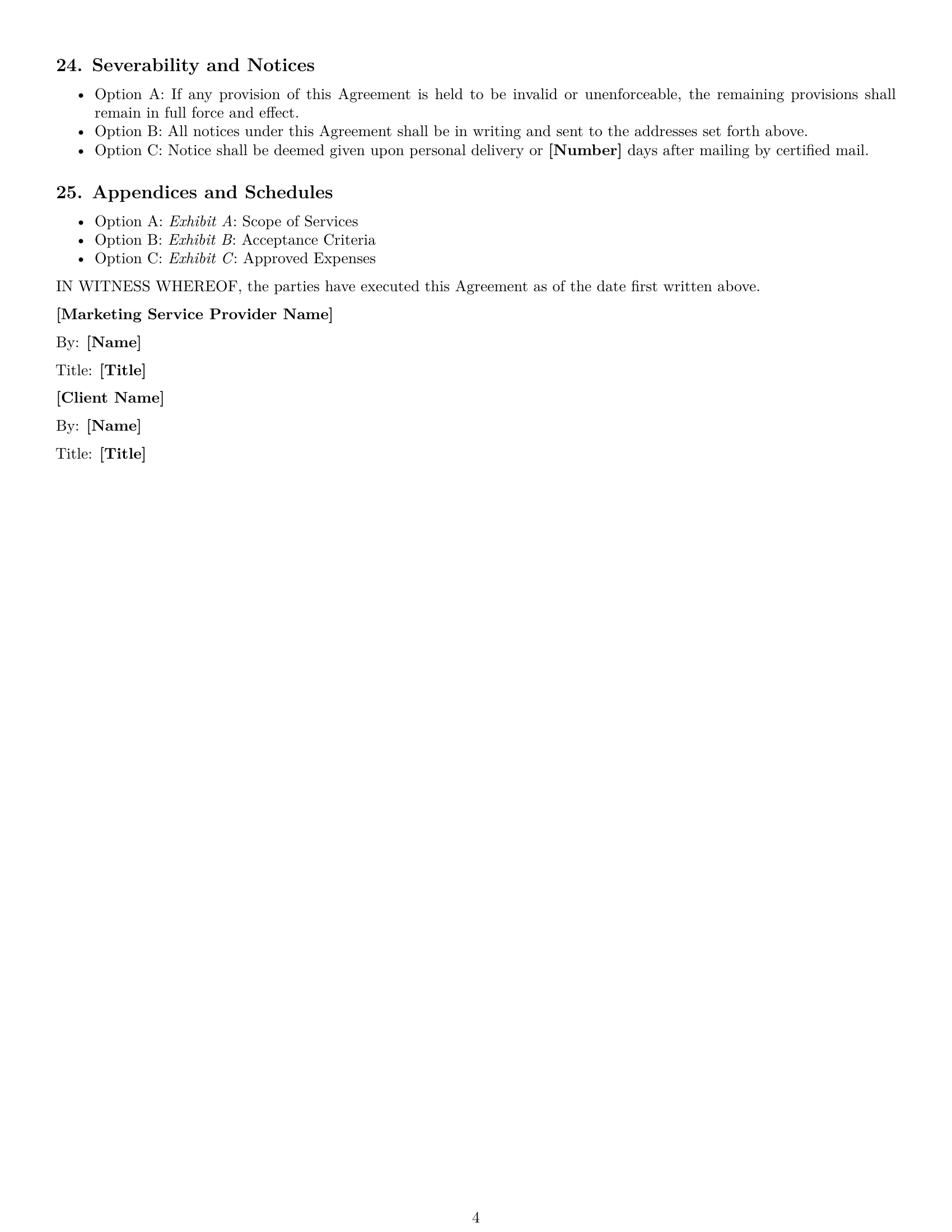 Preview page 4 of Free Missouri marketing service contract template