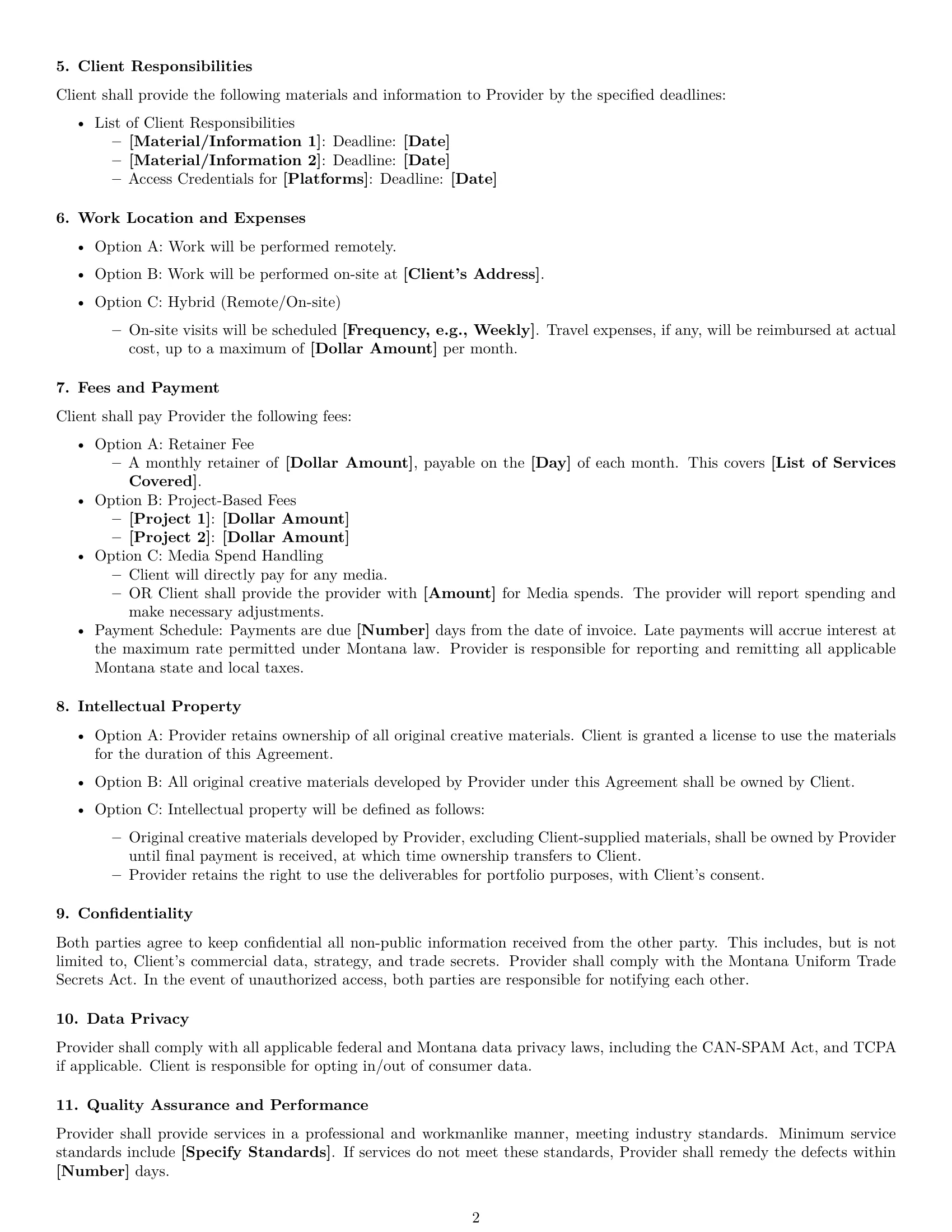 Preview page 2 of Free Montana marketing service contract template