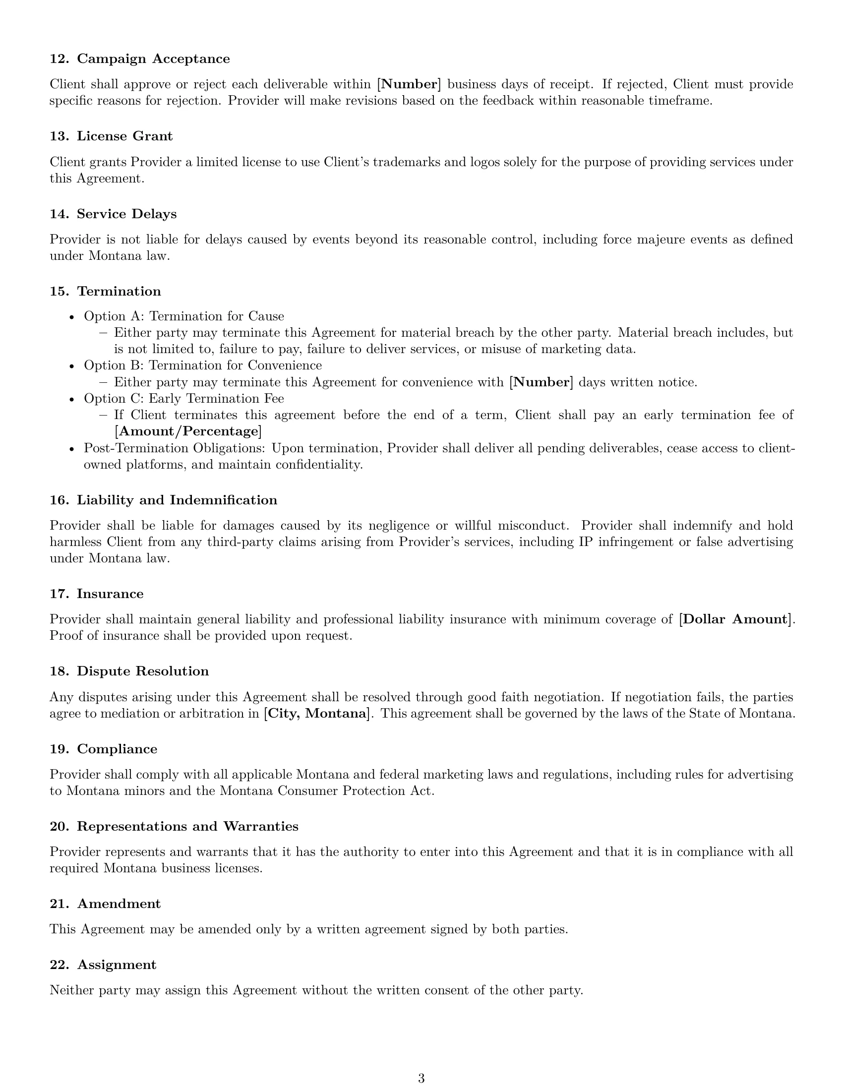 Preview page 3 of Free Montana marketing service contract template