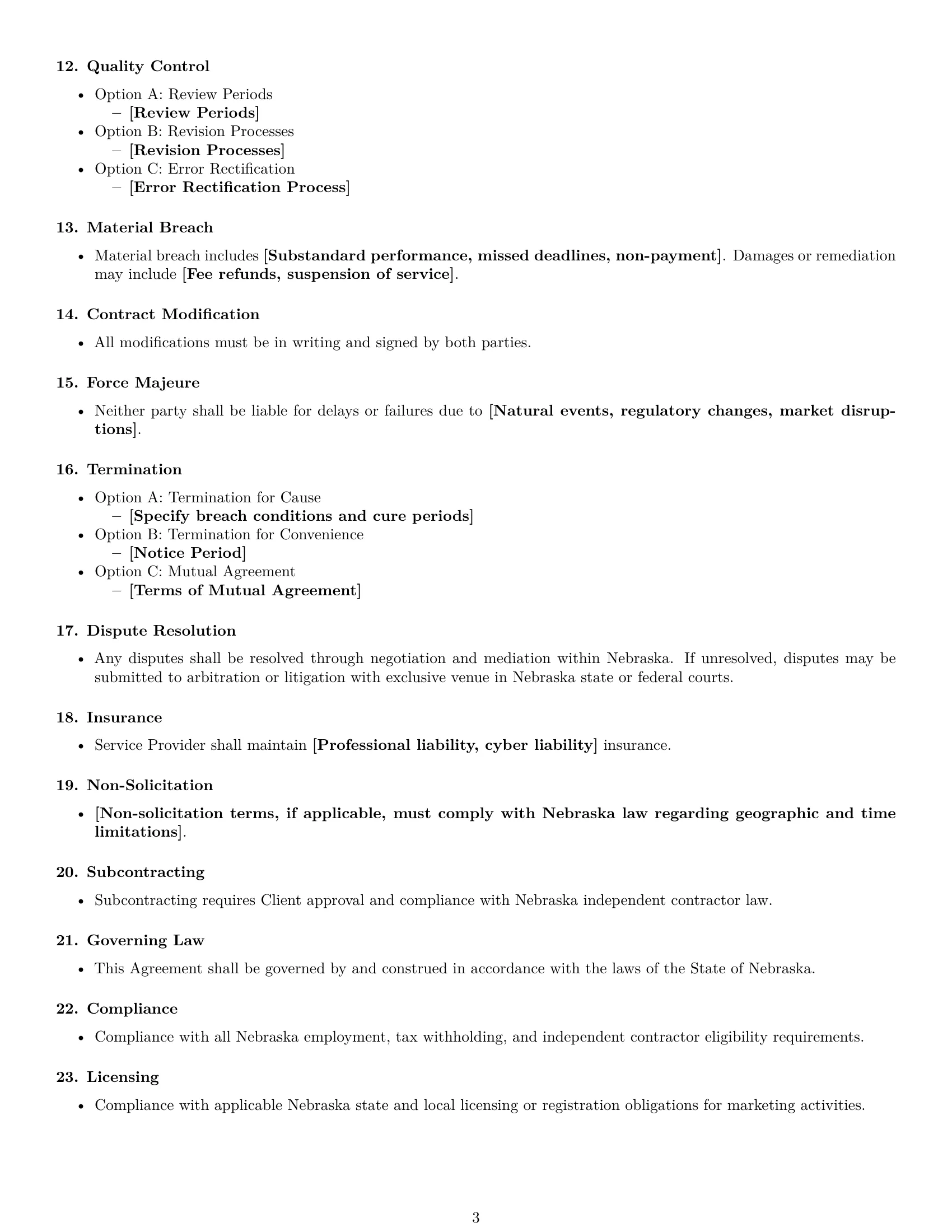 Preview page 3 of Free Nebraska marketing service contract template