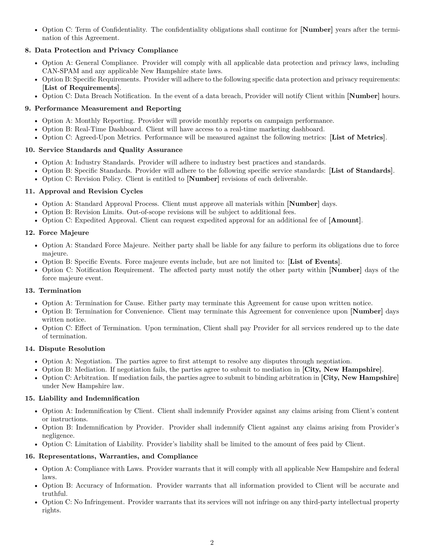 Preview page 2 of Free New Hampshire marketing service contract template