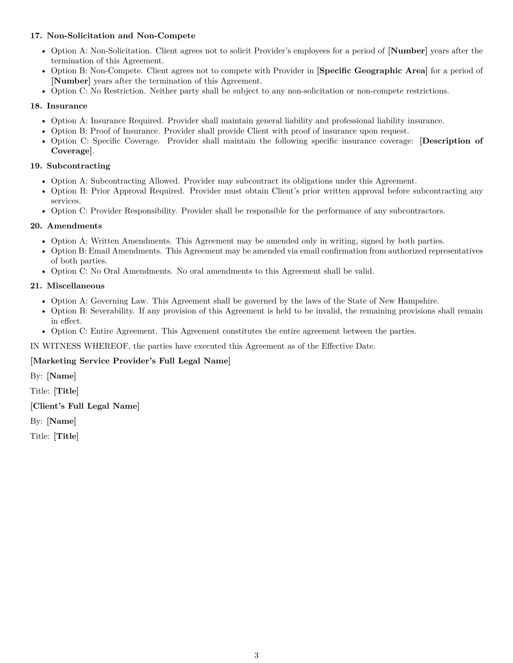 Preview page 3 of Free New Hampshire marketing service contract template