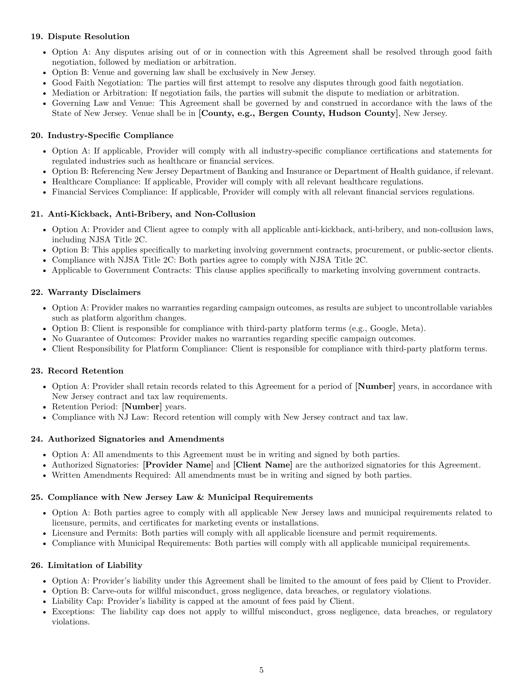 Preview page 5 of Free New Jersey marketing service contract template