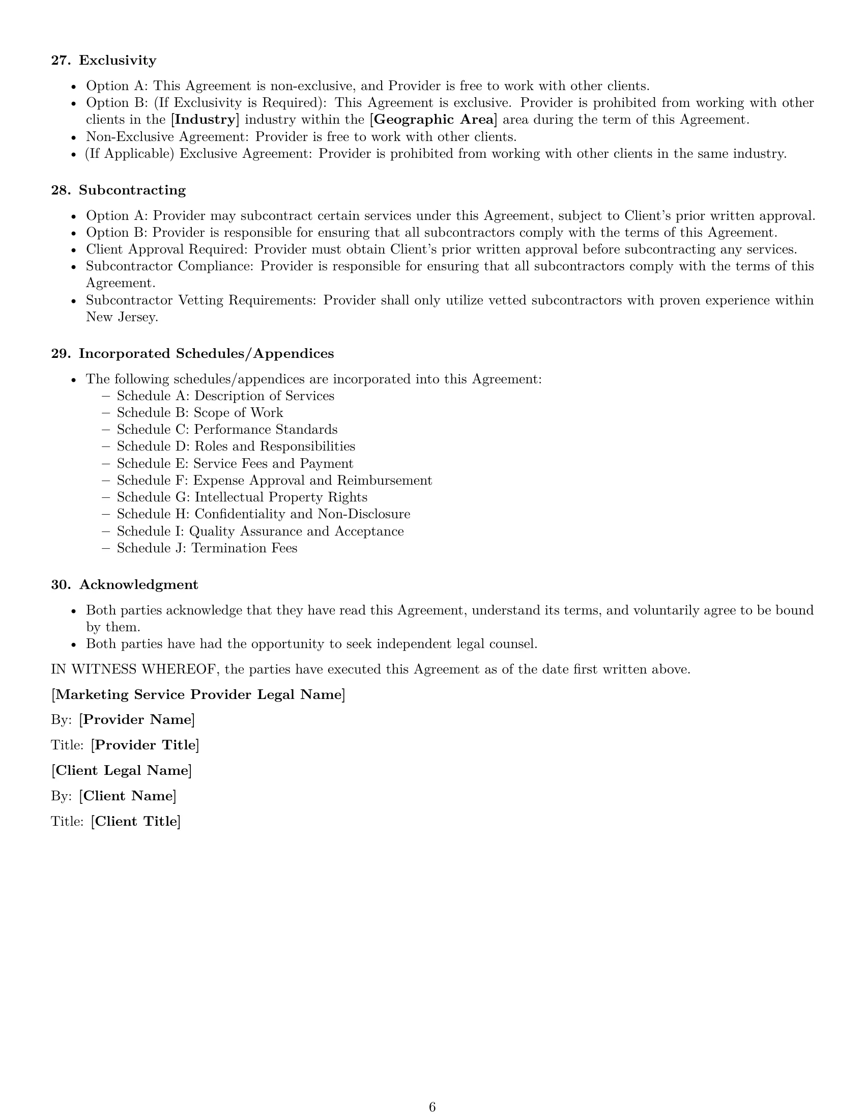 Preview page 6 of Free New Jersey marketing service contract template