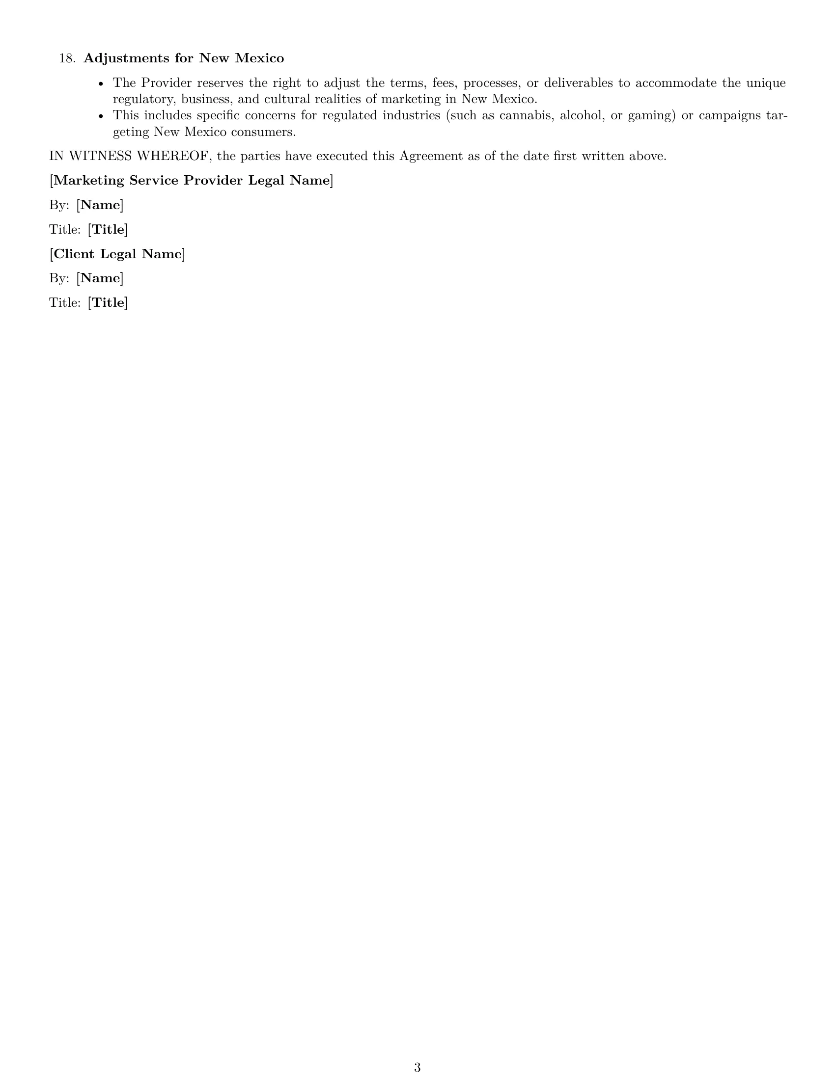 Preview page 3 of Free New Mexico marketing service contract template