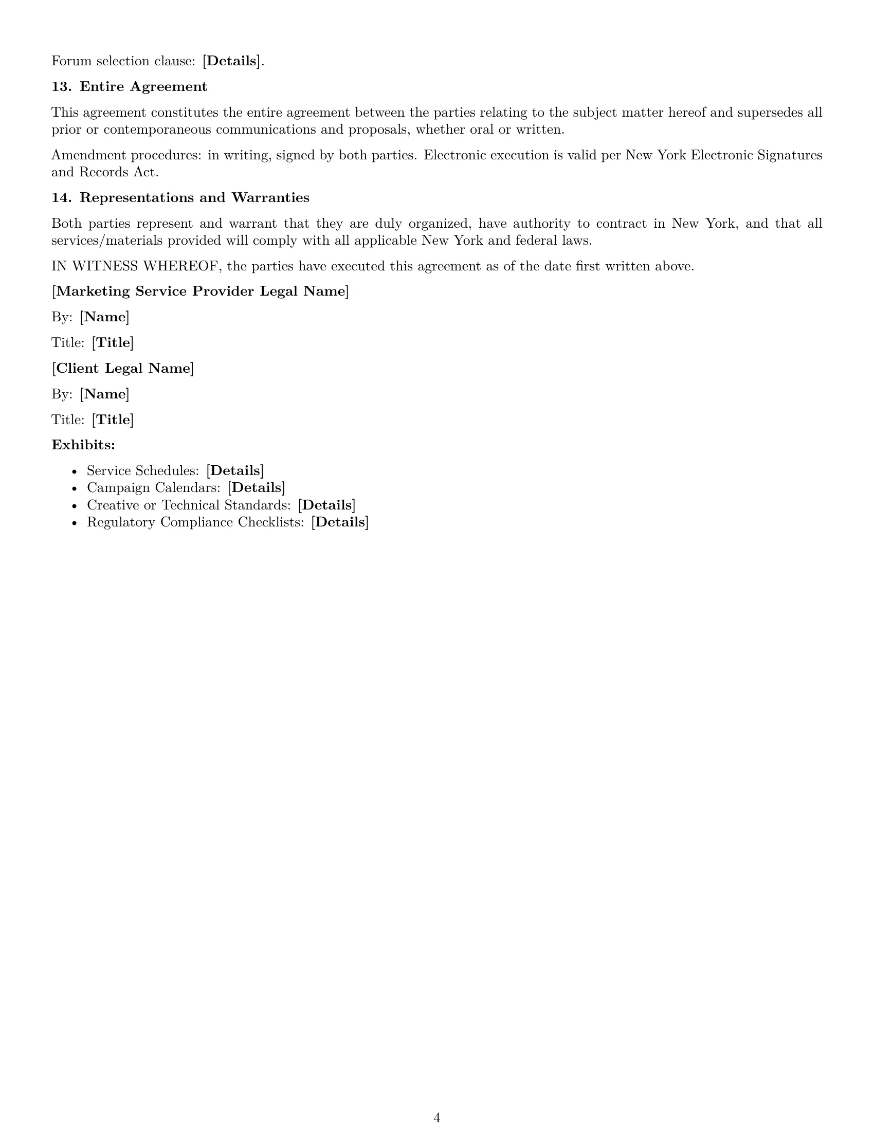 Preview page 4 of Free New York marketing service contract template