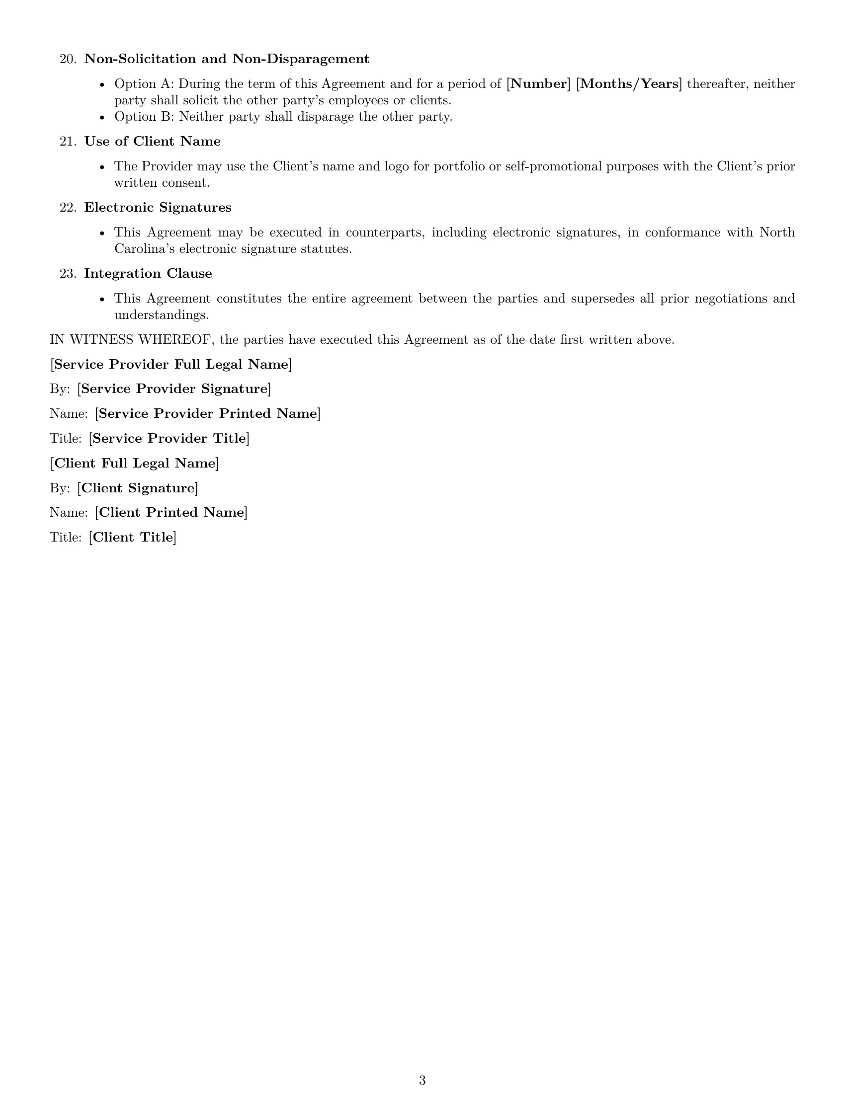 Preview page 3 of Free North Carolina marketing service contract template