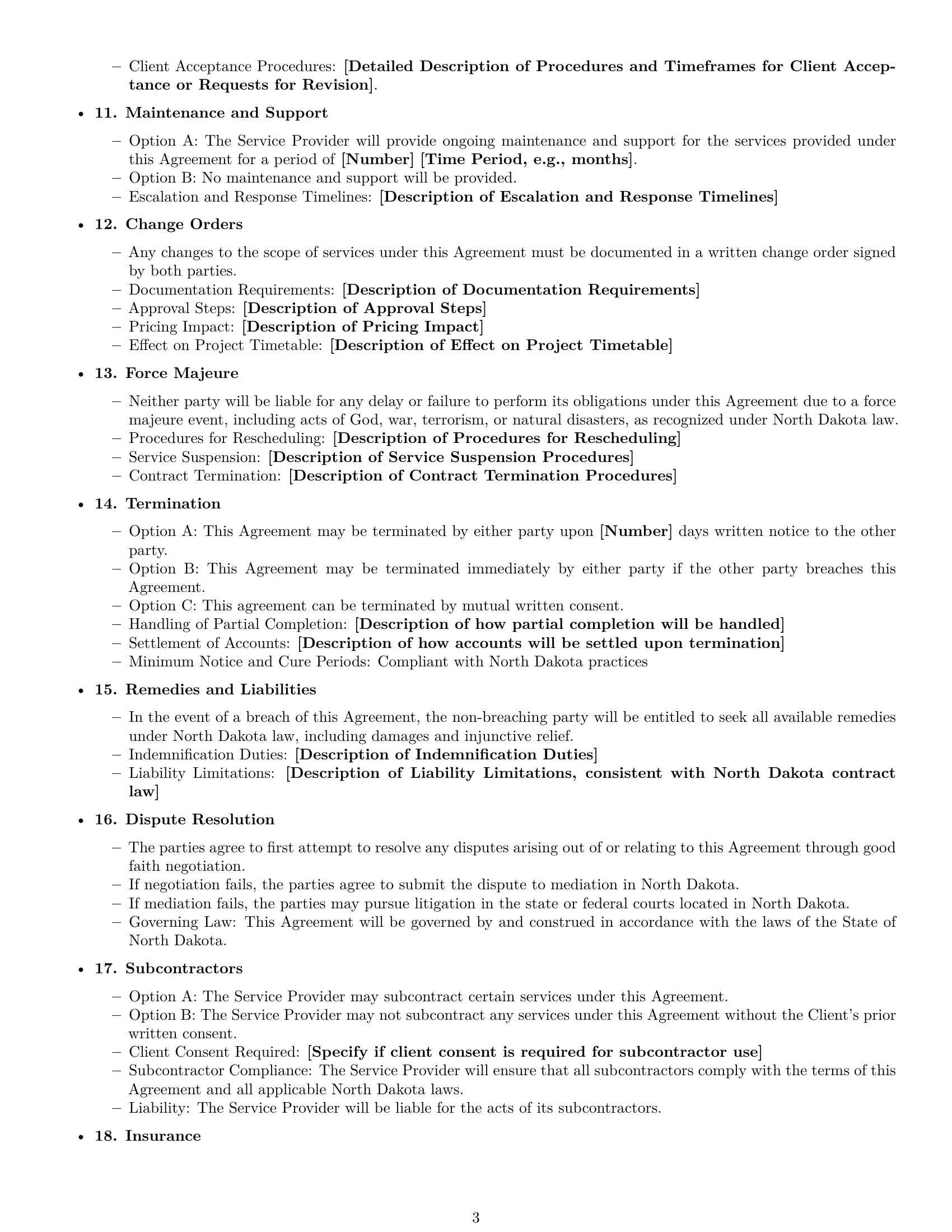 Preview page 3 of Free North Dakota marketing service contract template