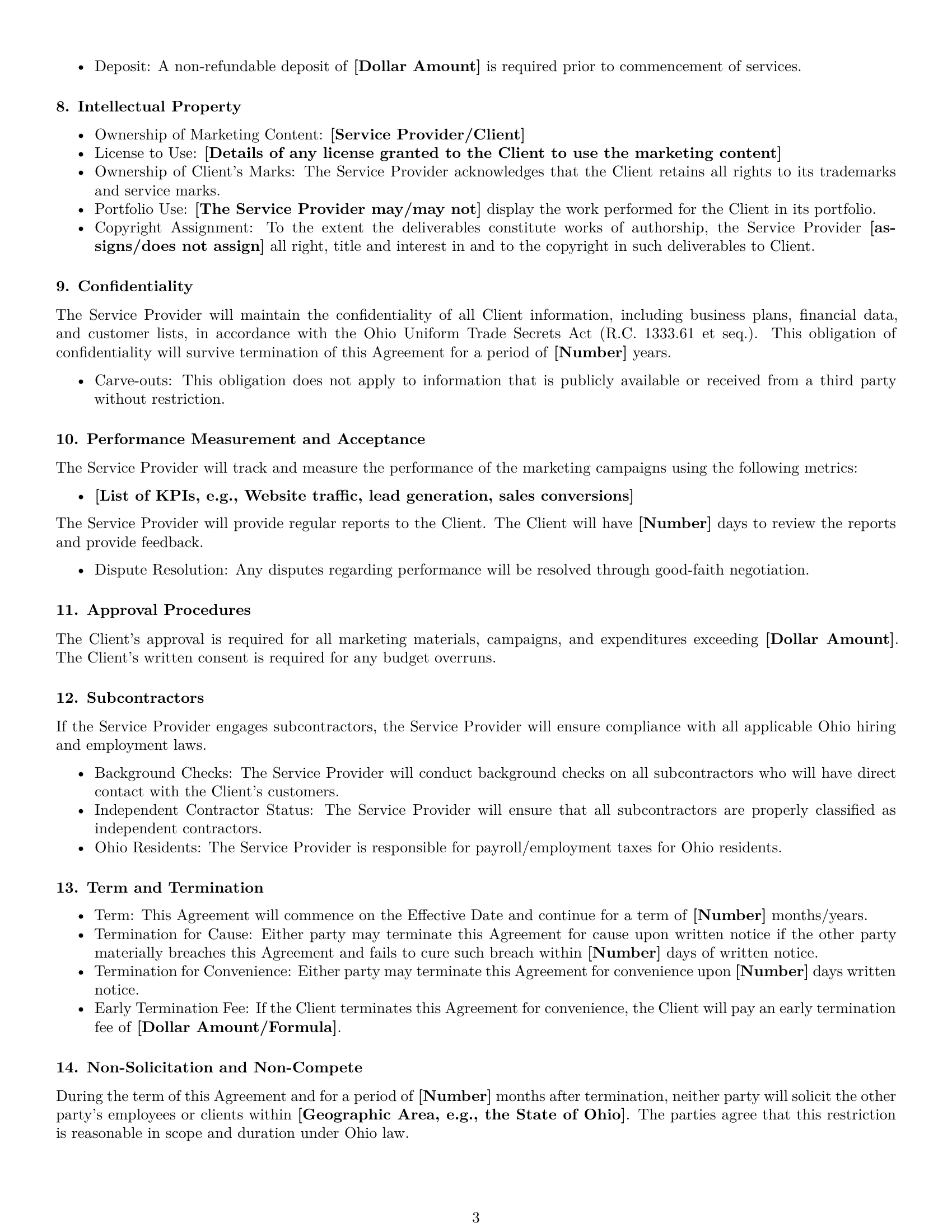 Preview page 3 of Free Ohio marketing service contract template