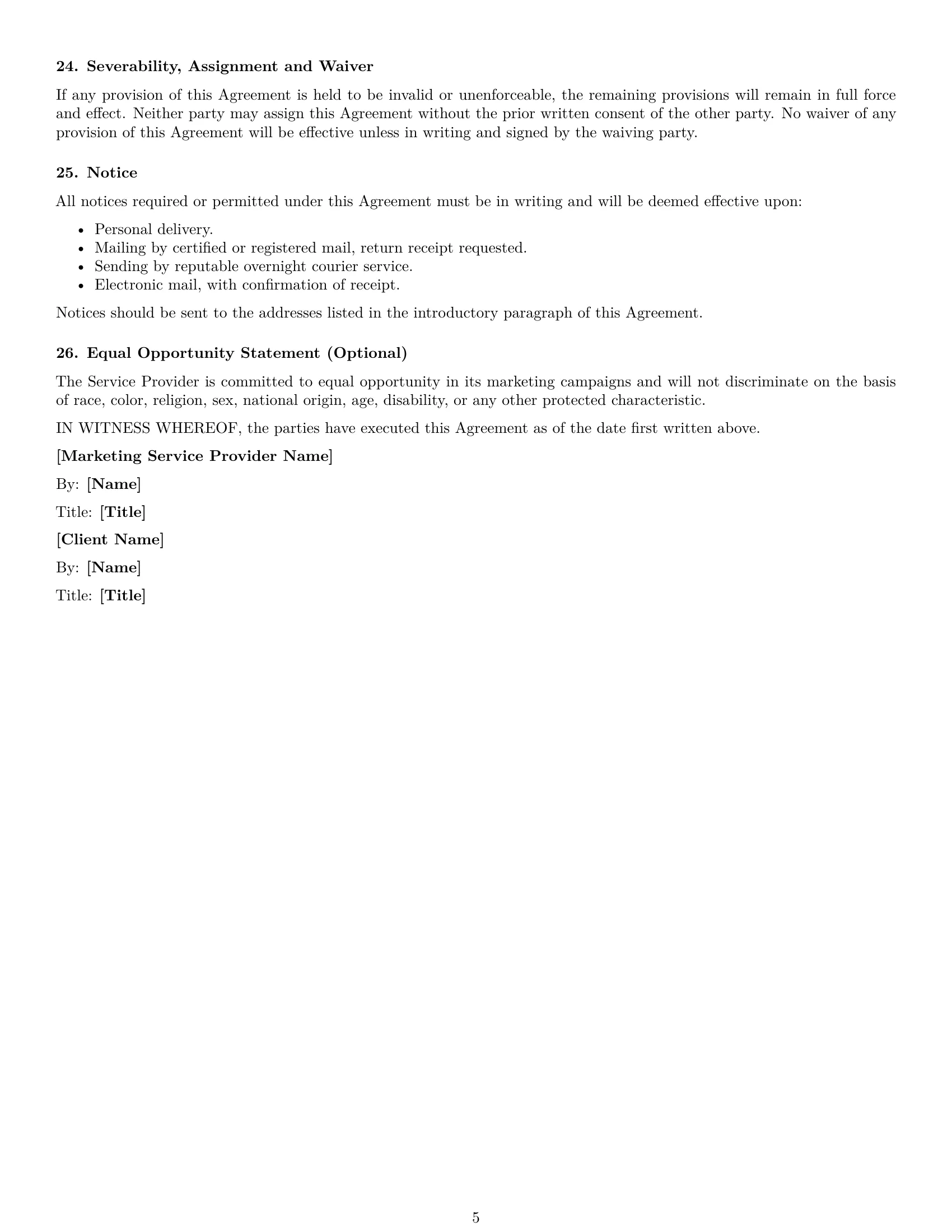 Preview page 5 of Free Ohio marketing service contract template