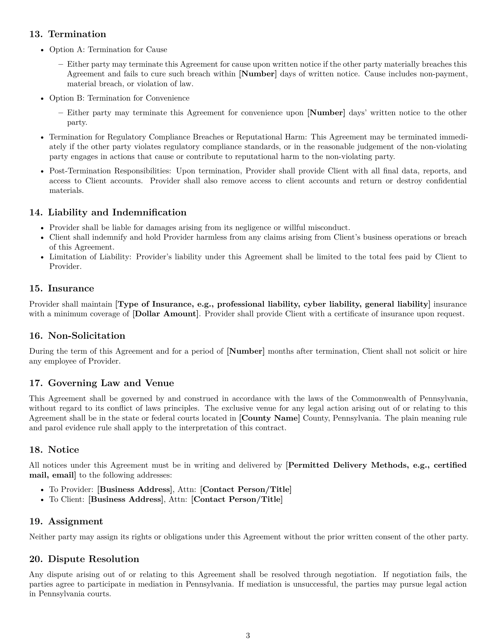 Preview page 3 of Free Pennsylvania marketing service contract template