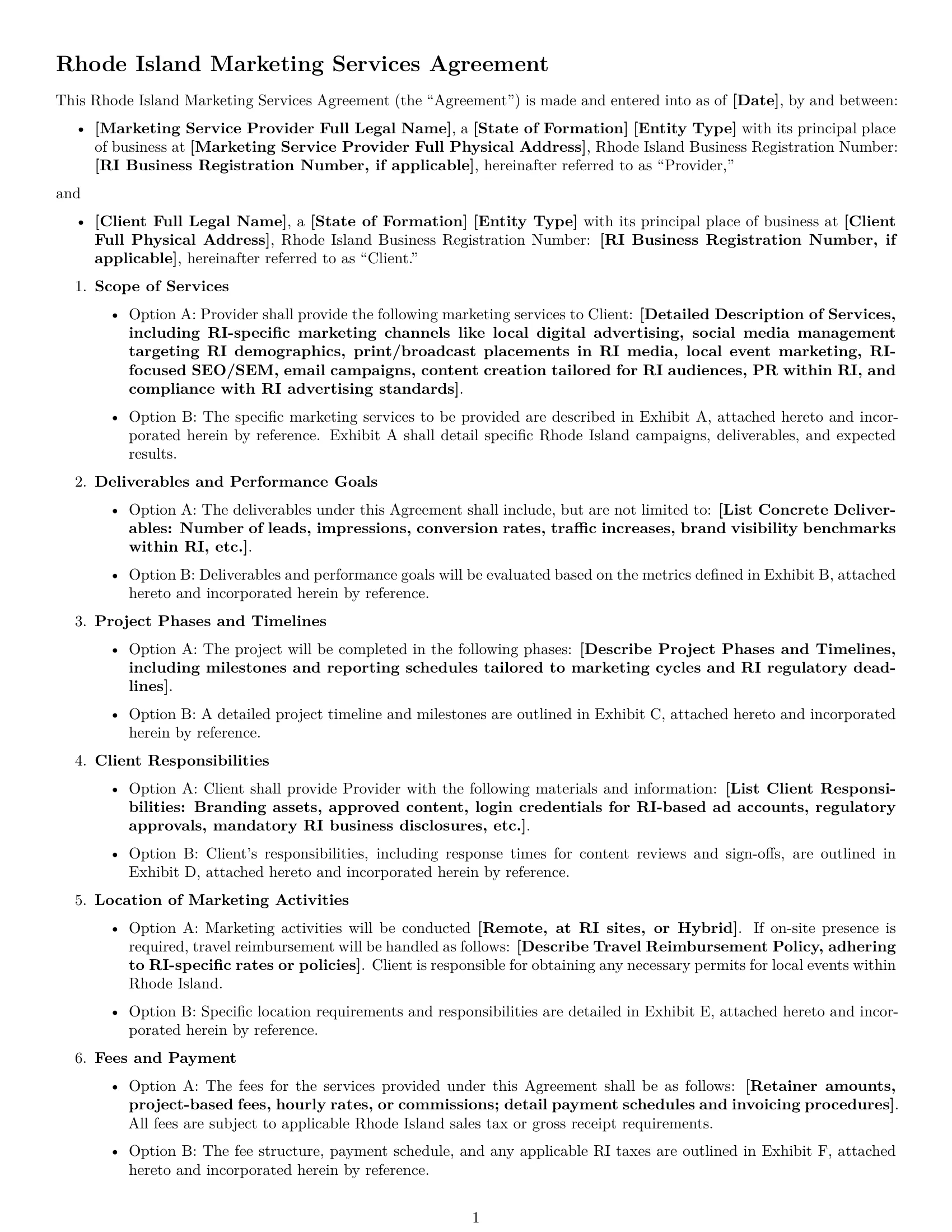 Preview page 1 of Free Rhode Island marketing service contract template