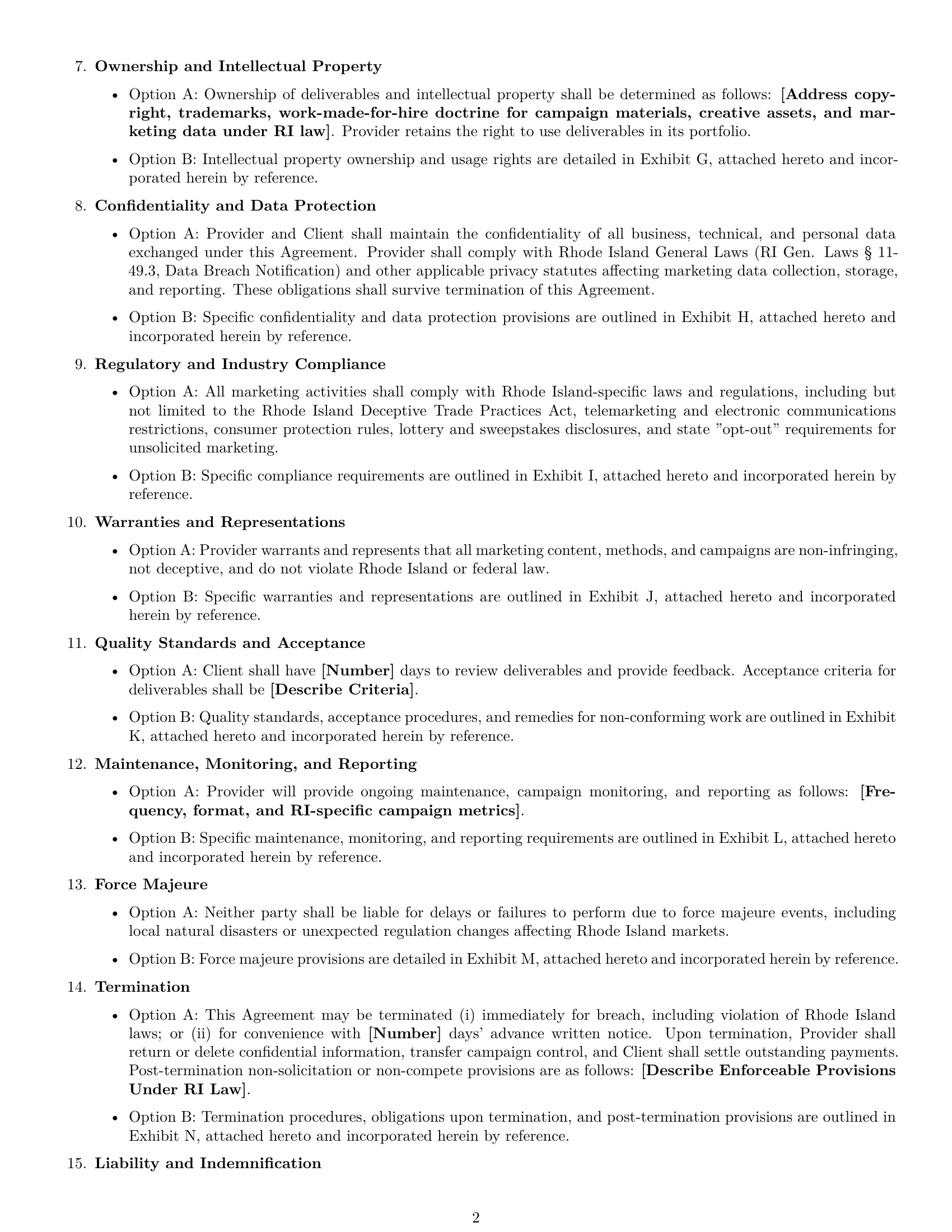 Preview page 2 of Free Rhode Island marketing service contract template