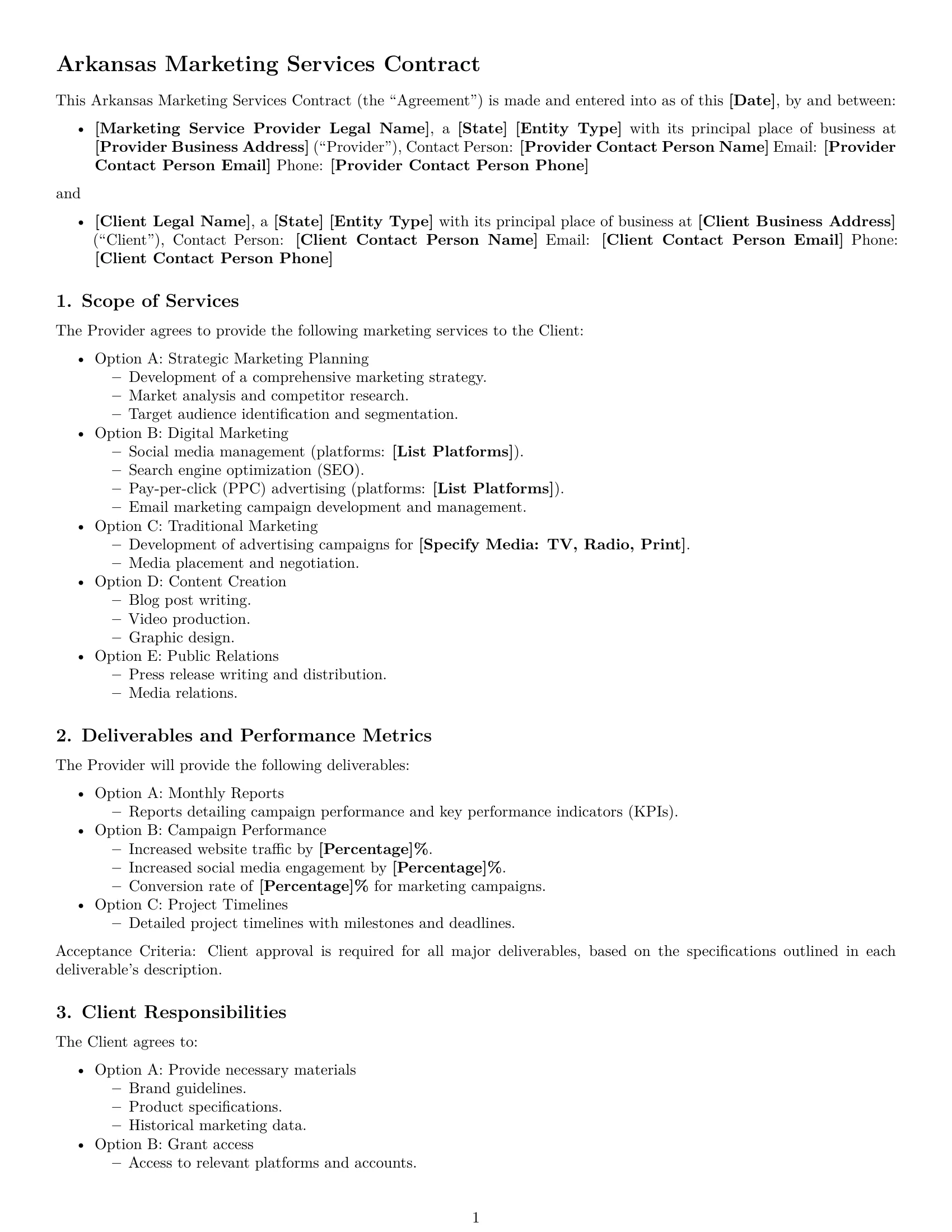Preview page 1 of Free Arkansas marketing service contract template