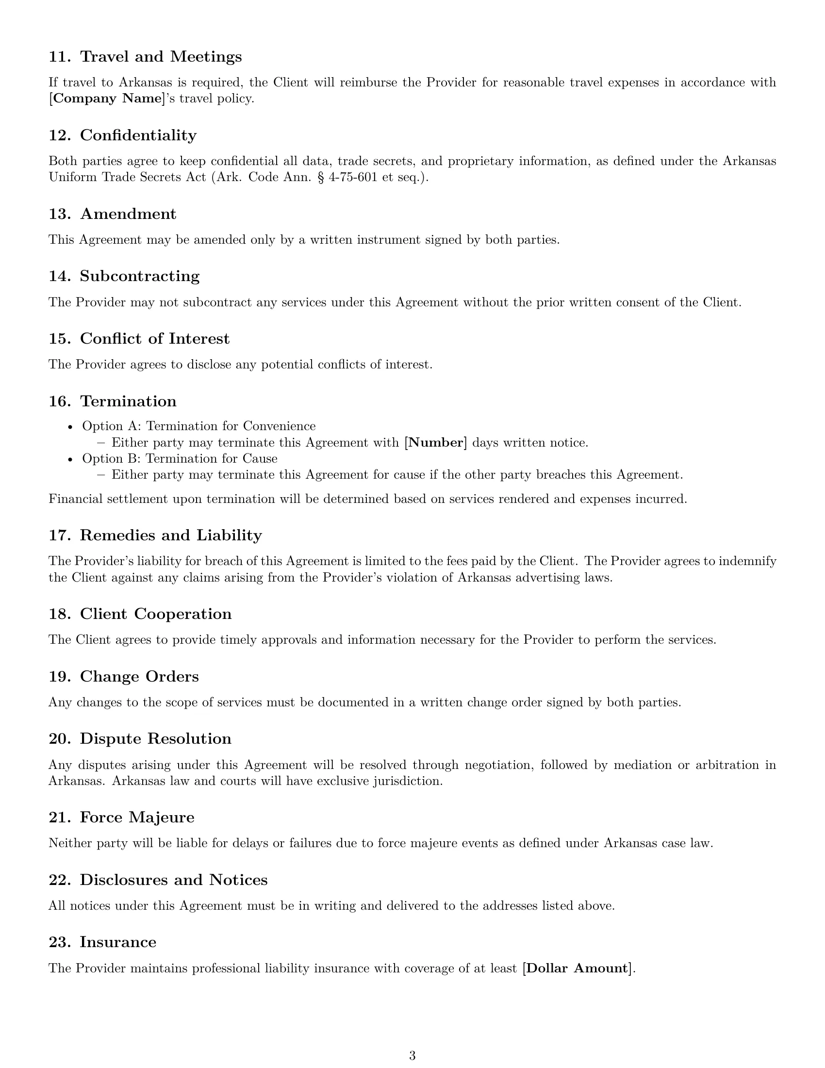 Preview page 3 of Free Arkansas marketing service contract template