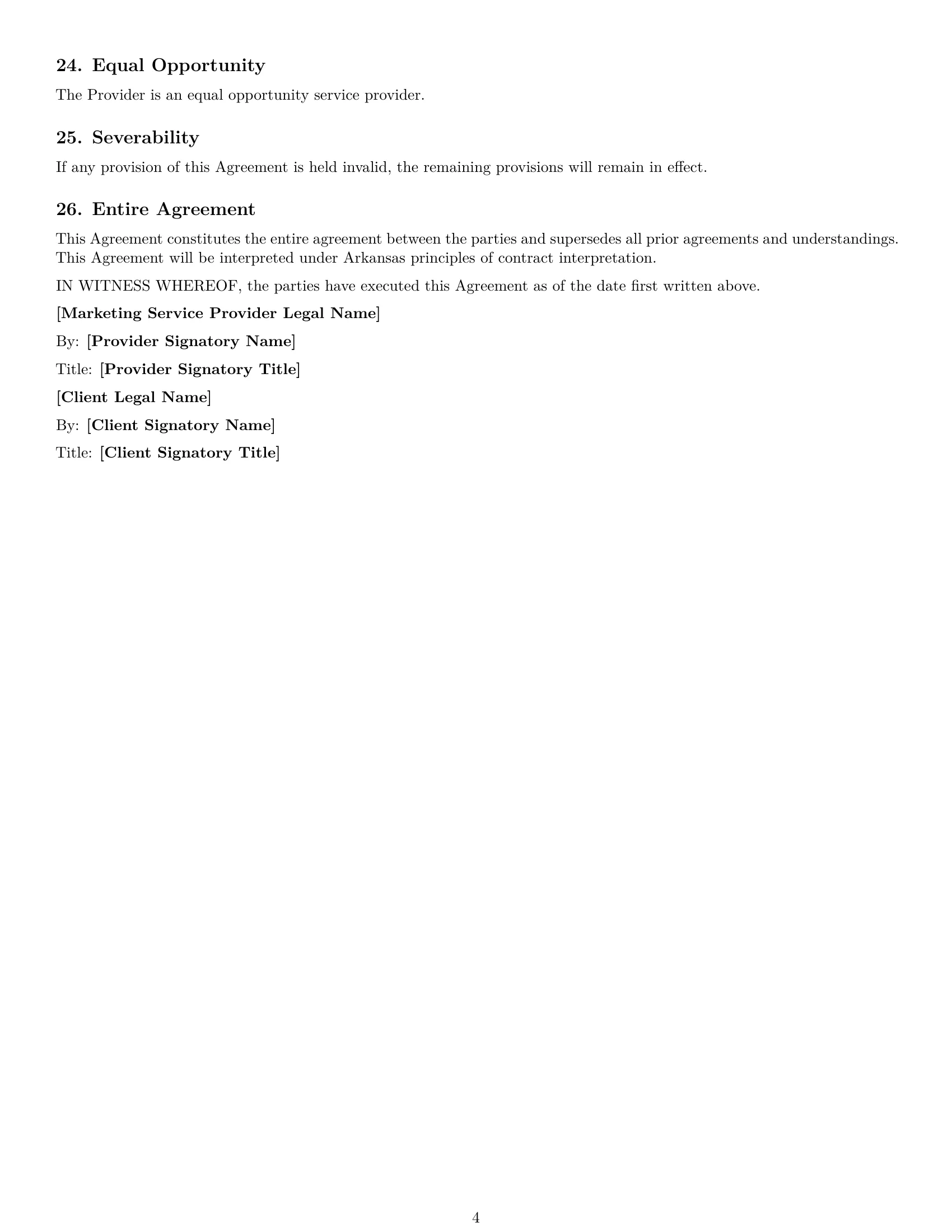 Preview page 4 of Free Arkansas marketing service contract template