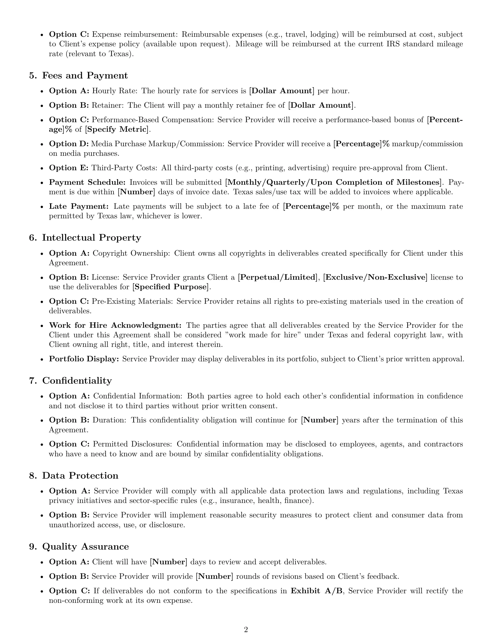 Preview page 2 of Free Texas marketing service contract template