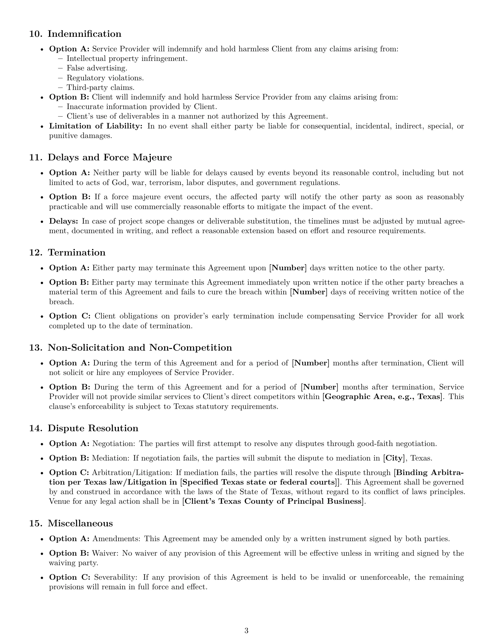 Preview page 3 of Free Texas marketing service contract template