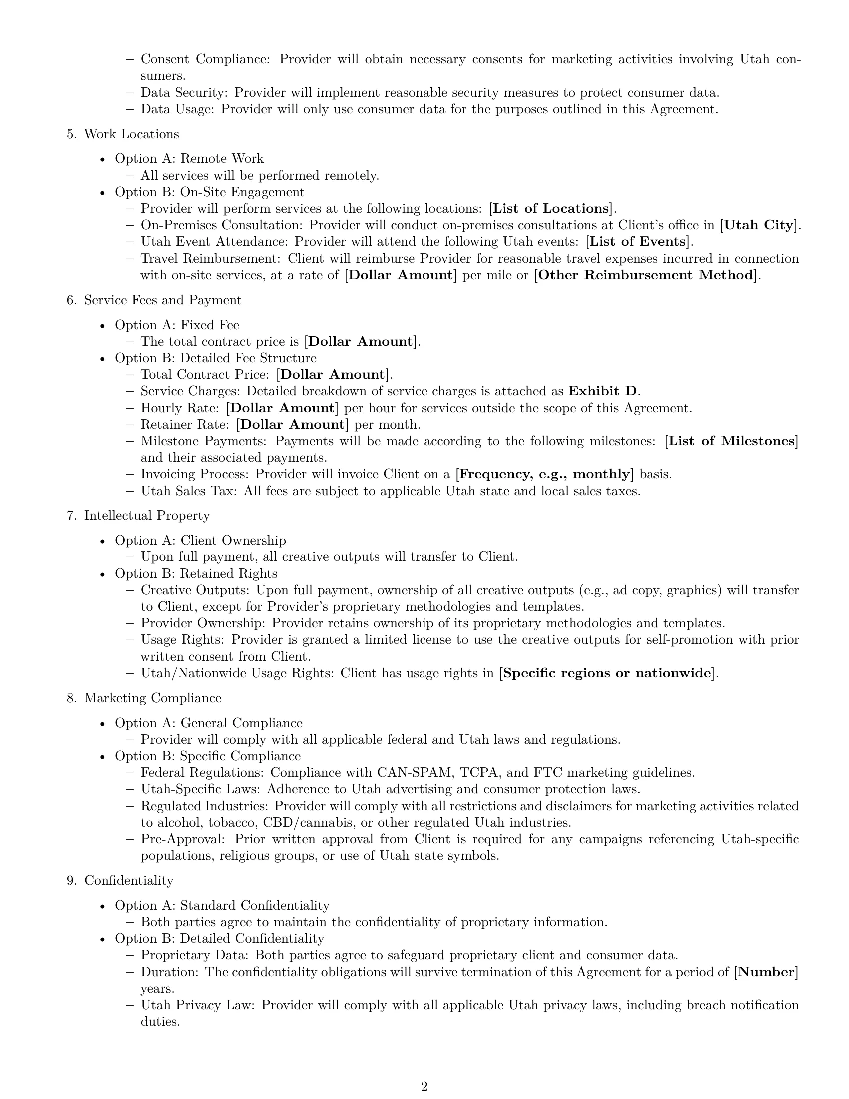 Preview page 2 of Free Utah marketing service contract template