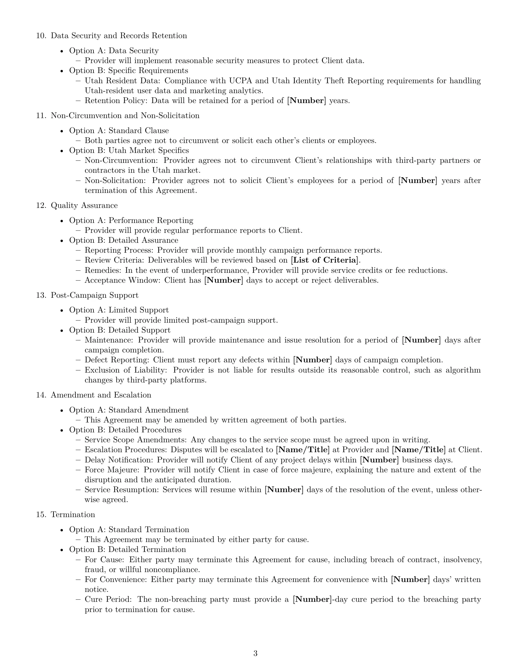 Preview page 3 of Free Utah marketing service contract template