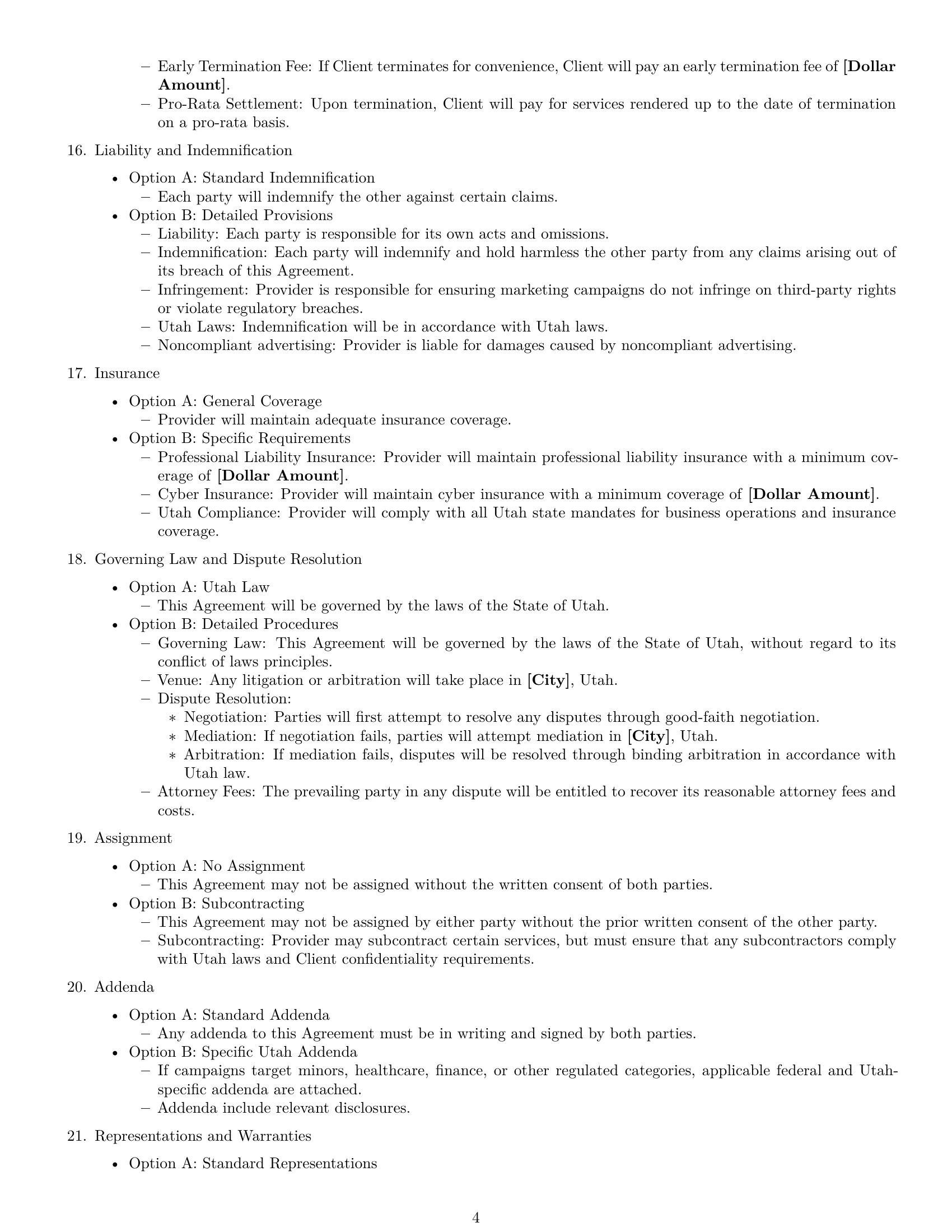 Preview page 4 of Free Utah marketing service contract template