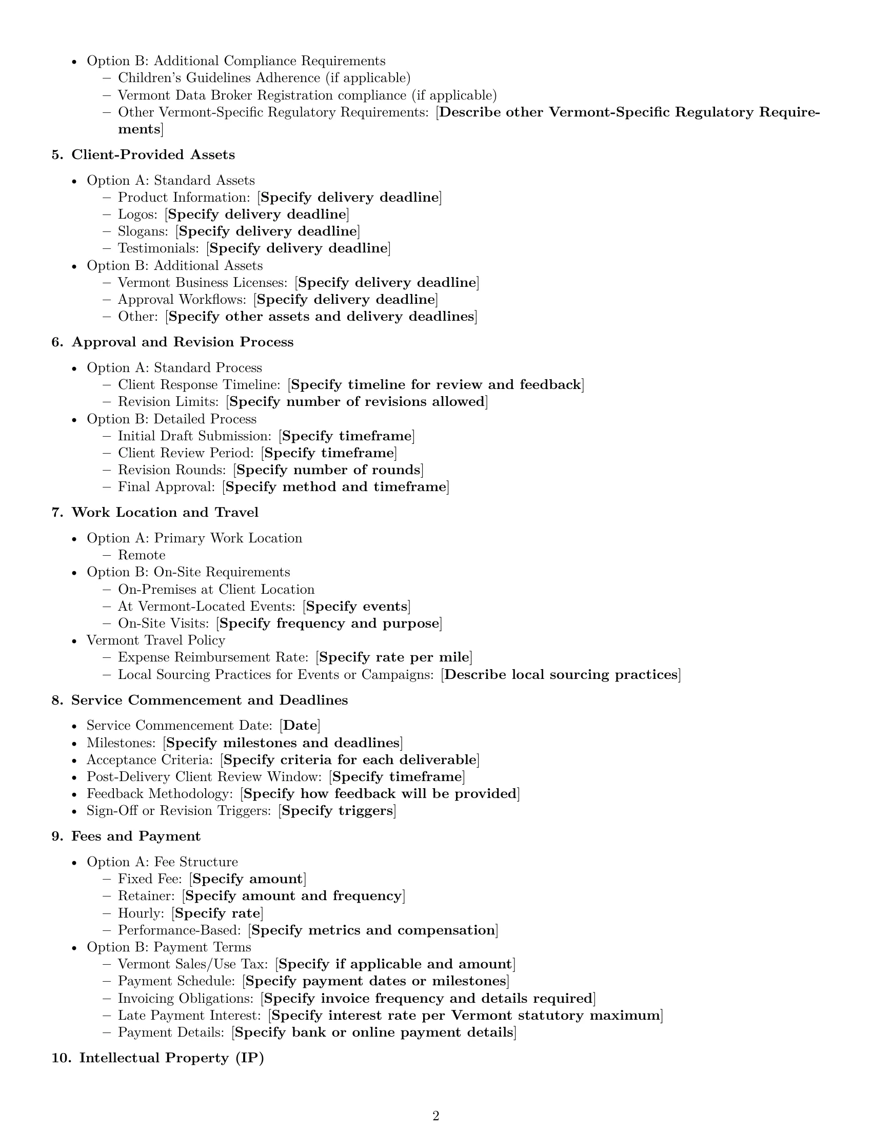Preview page 2 of Free Vermont marketing service contract template