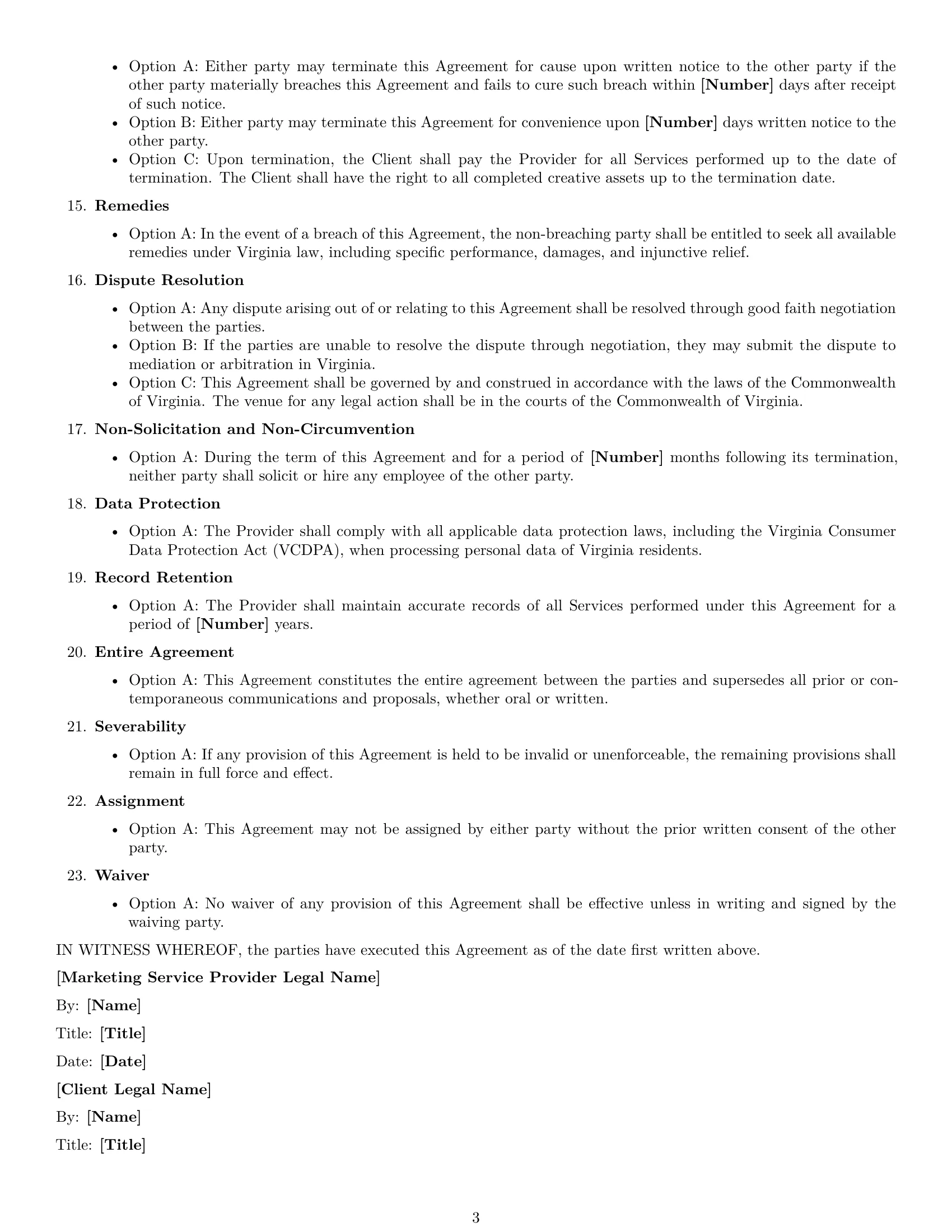 Preview page 3 of Free Virginia marketing service contract template