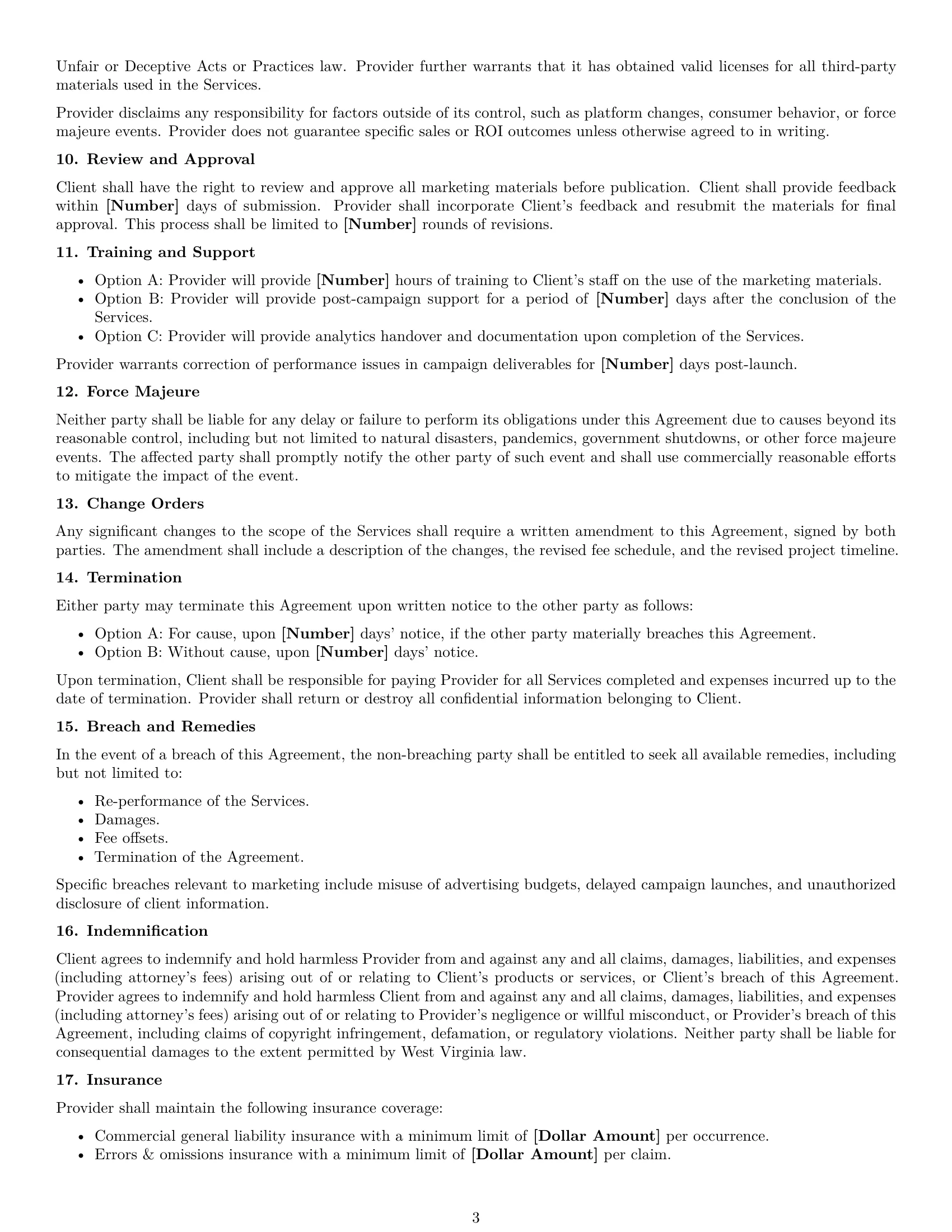 Preview page 3 of Free West Virginia marketing service contract template