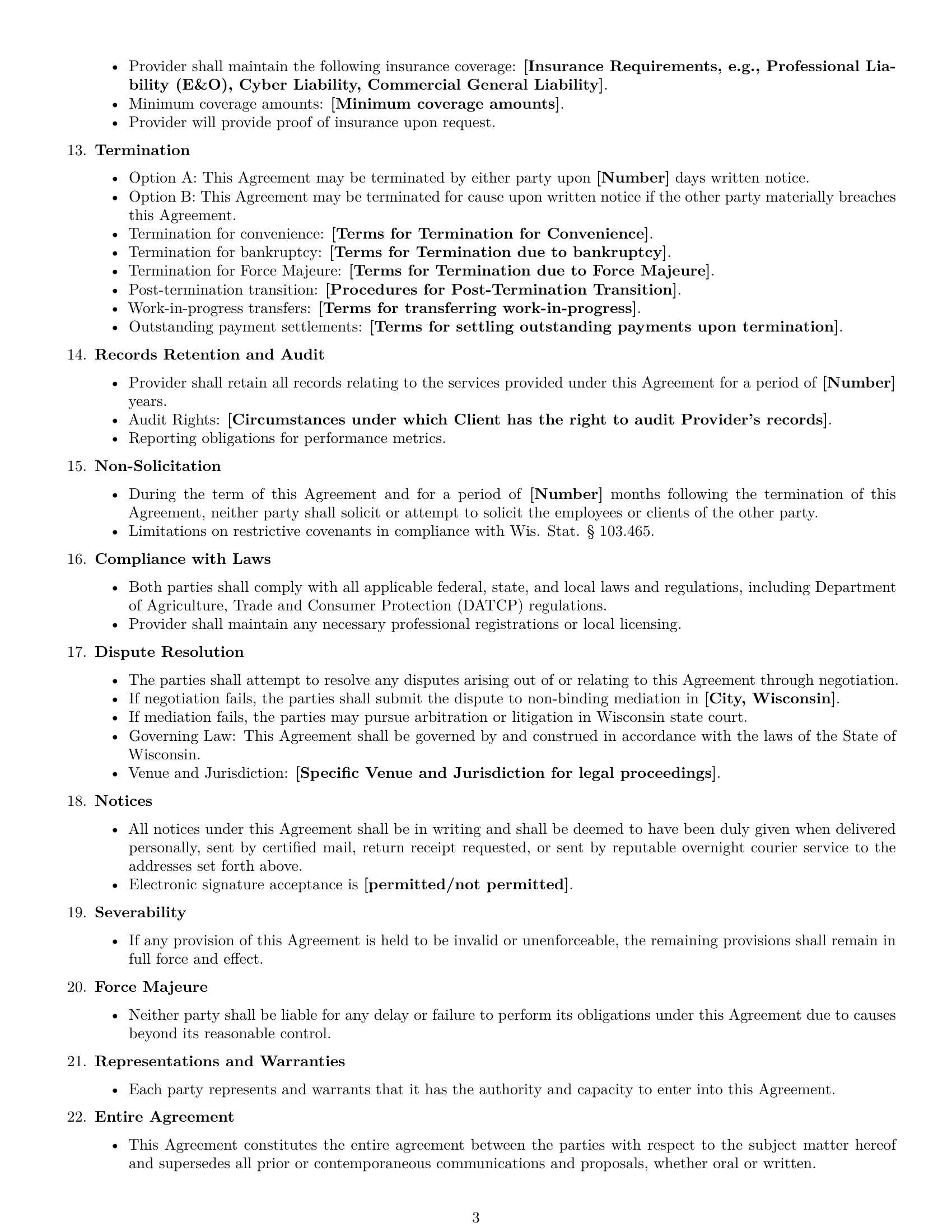 Preview page 3 of Free Wisconsin marketing service contract template