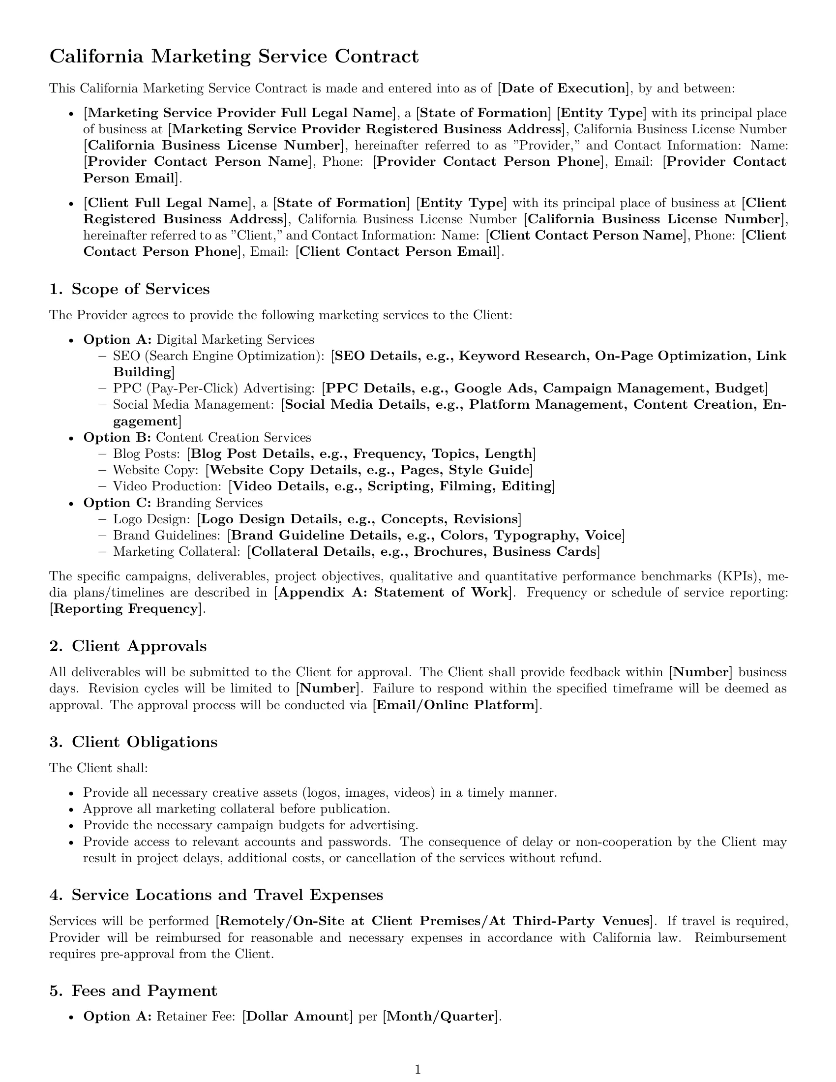 Preview page 1 of Free California marketing service contract template