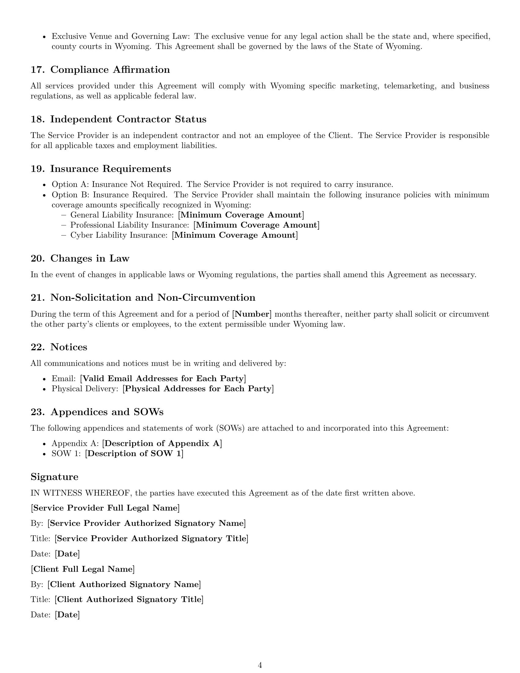 Preview page 4 of Free Wyoming marketing service contract template
