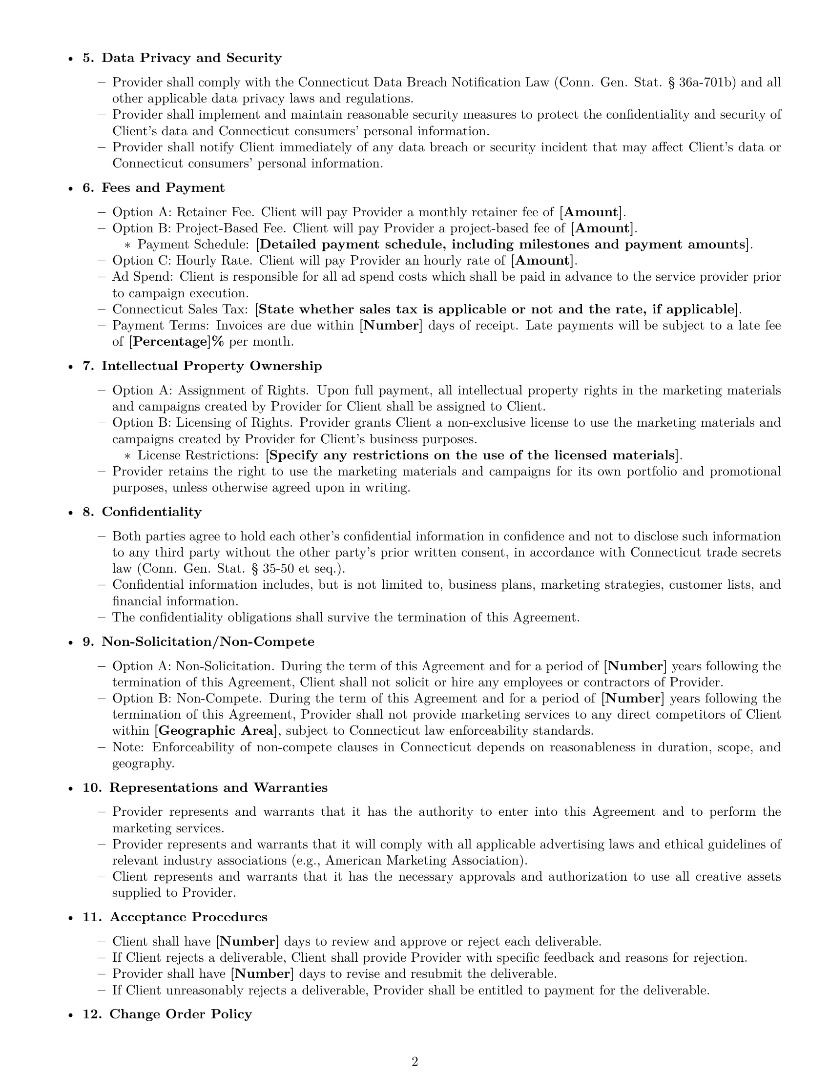 Preview page 2 of Free Connecticut marketing service contract template
