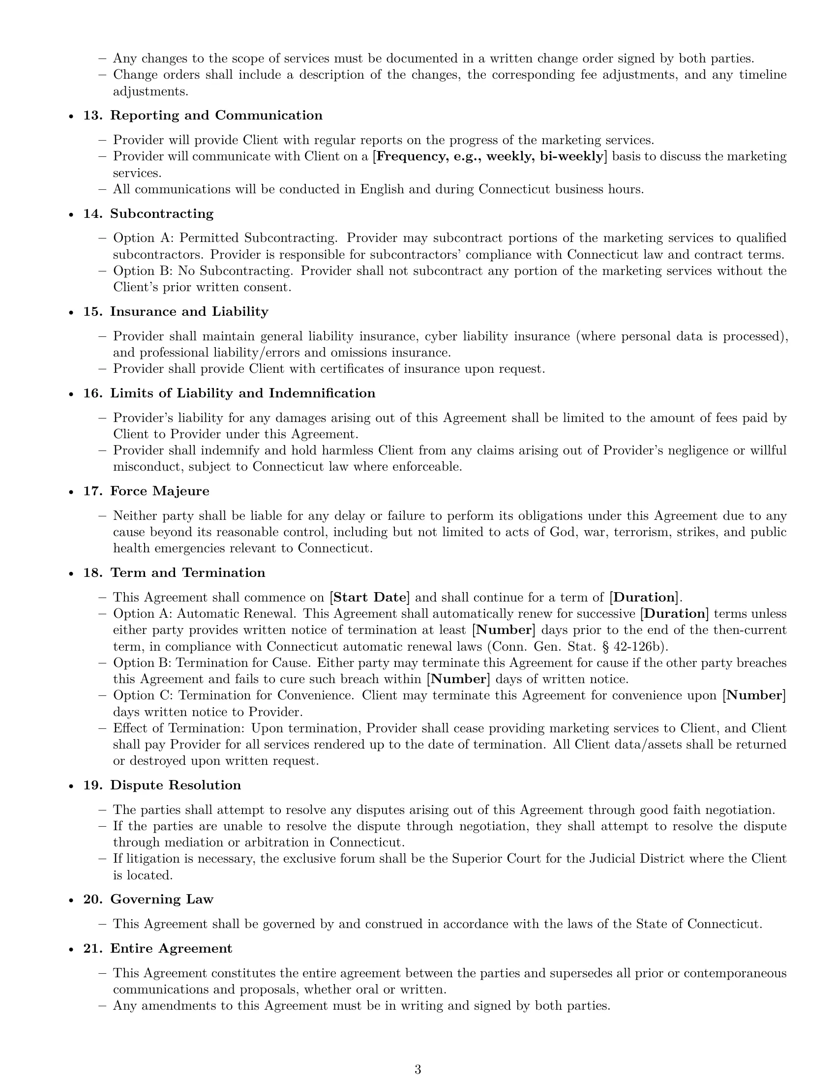 Preview page 3 of Free Connecticut marketing service contract template